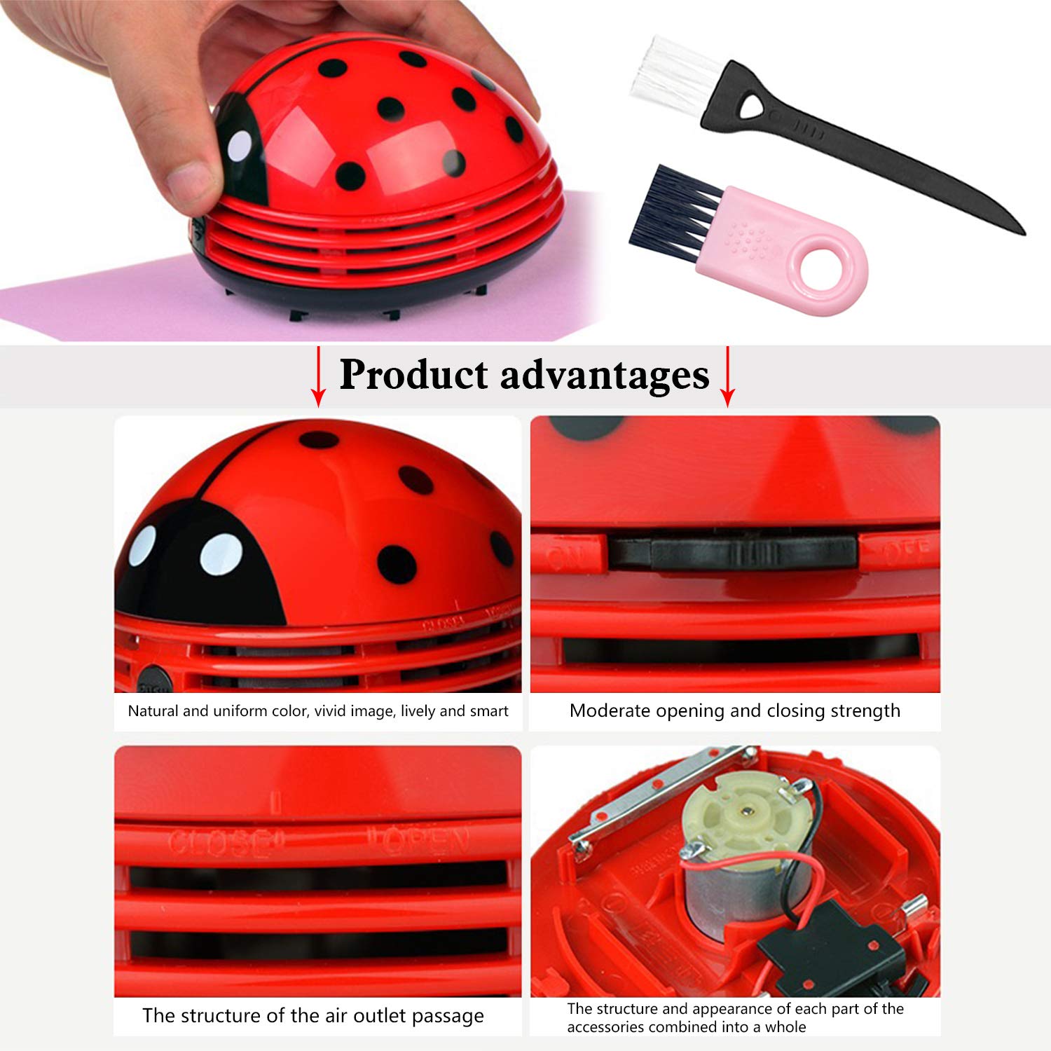 Mini Cordless Desktop Vacuum Cleaner - Portable Battery Powered Dust & Crumbs Cleaner for Laptop, Keyboard, Car & Office Desk | Cute Pattern Design | Perfect for Home, Office & Travel Use