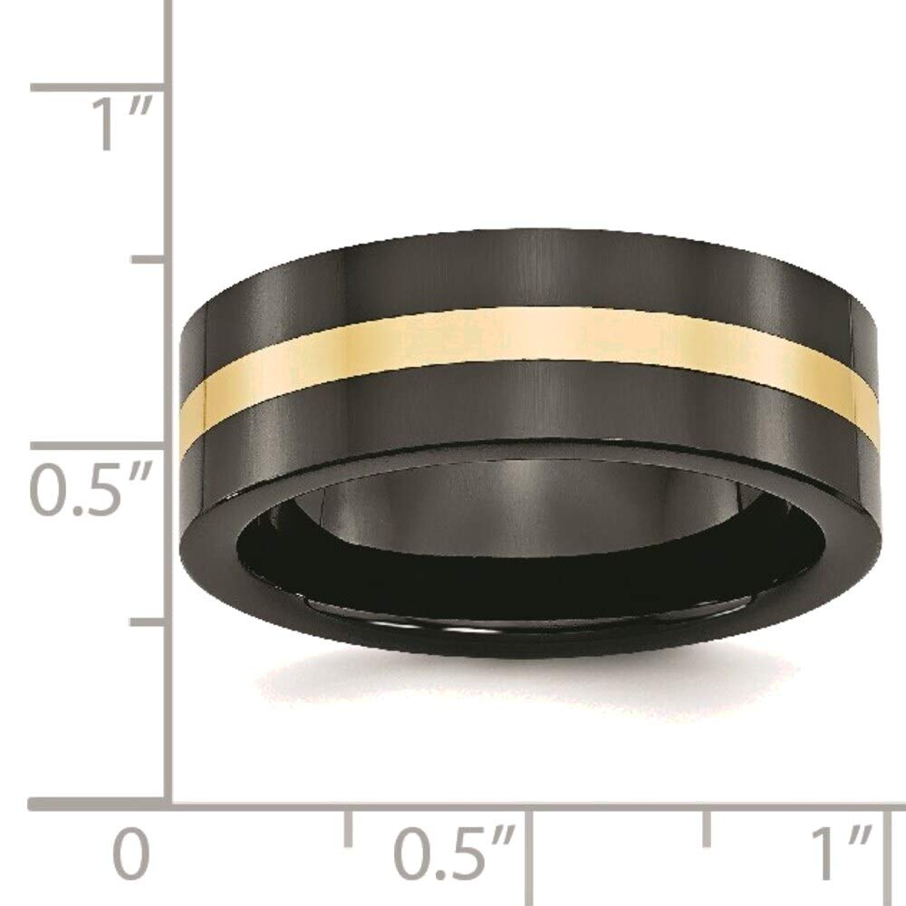 Bonyak 14k Gold Inlaid Black Ceramic Ring - 8mm Polished Band, Size 12.5 - Perfect for Weddings, Anniversaries & Luxury Gifts