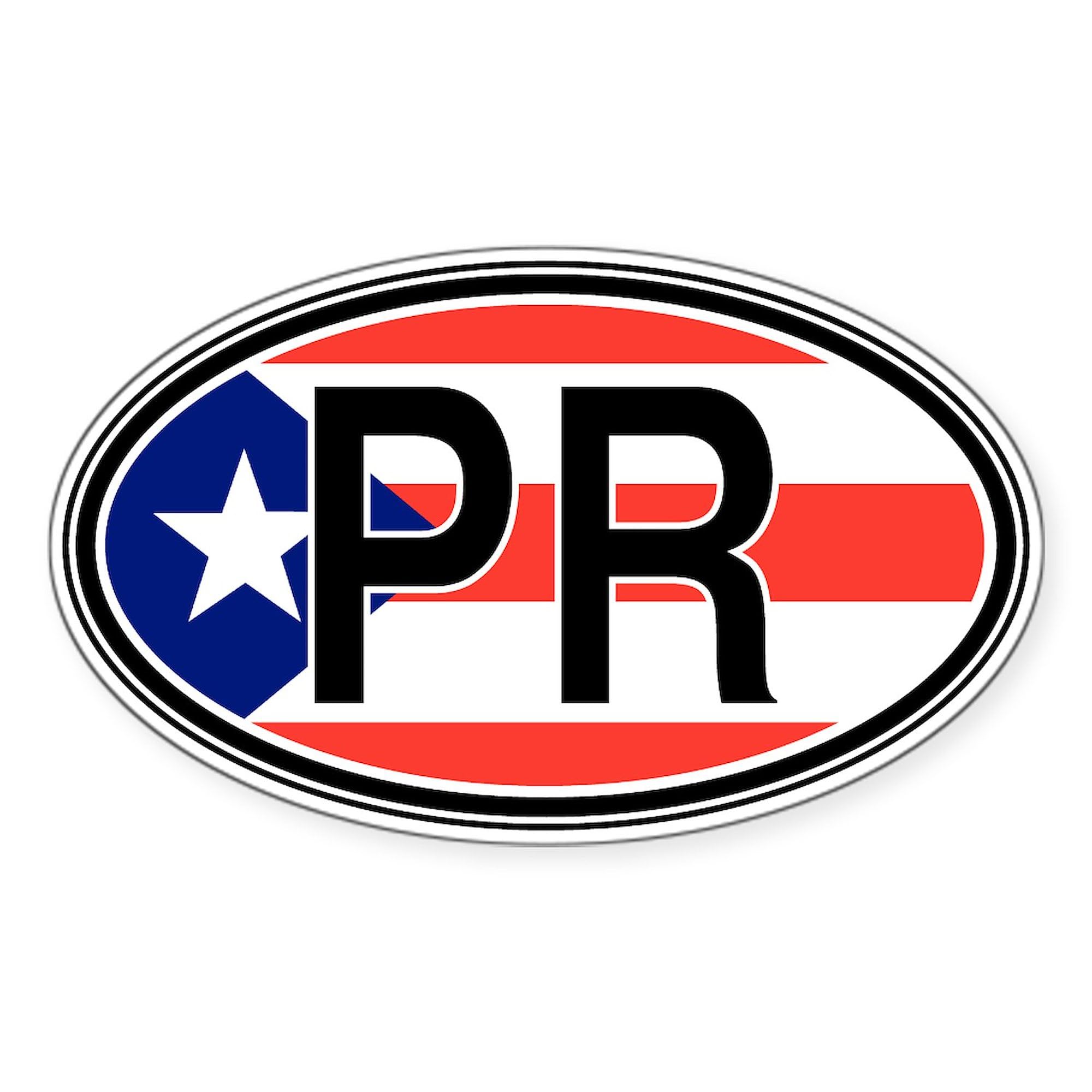 Puerto Rico Euro Oval Sticker - Durable Vinyl Car Bumper Decal for Cars, Laptops & Travel Luggage - Show Your Puerto Rican Pride Anywhere