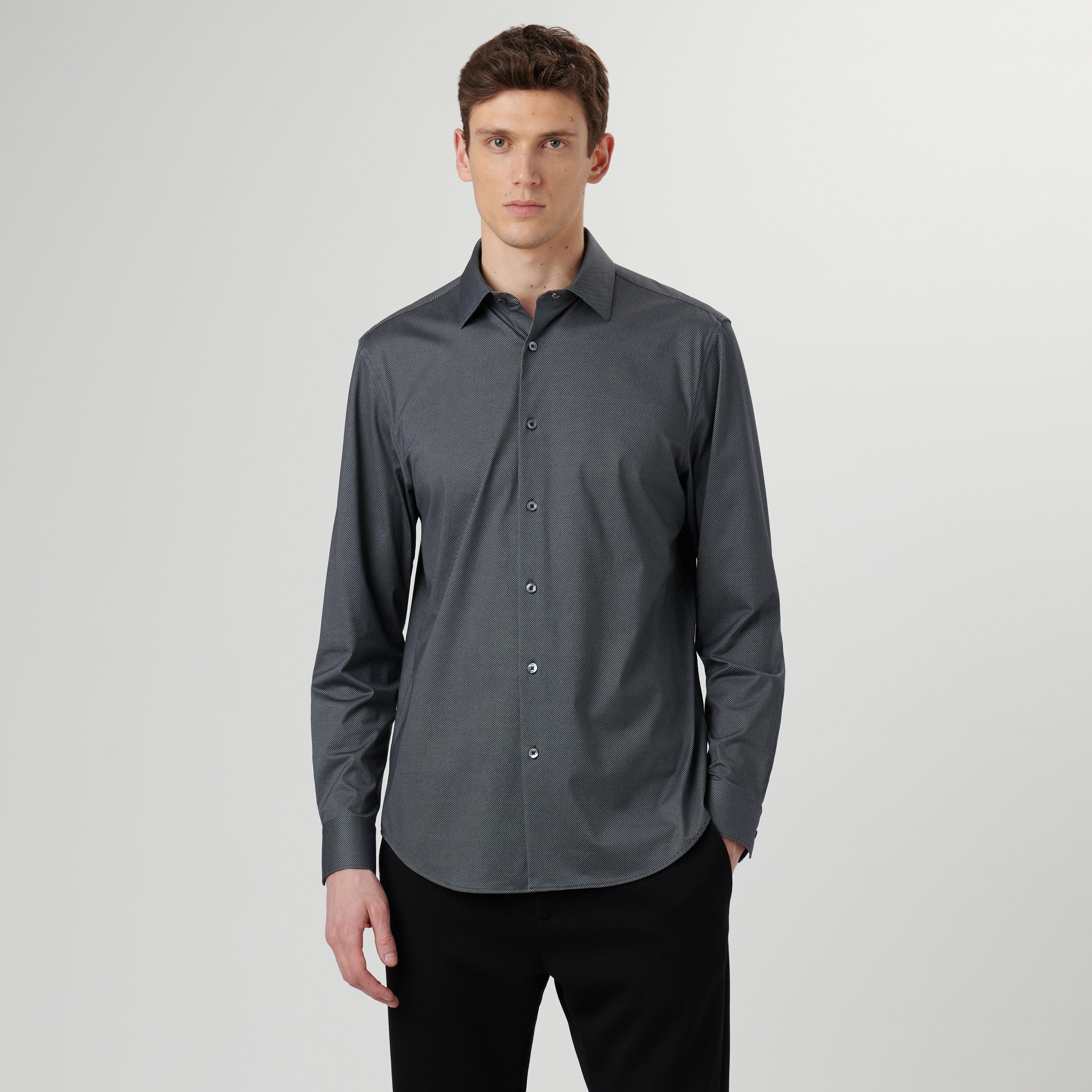 James Diagonal Stripe Cotton Shirt - Men's Casual Button Down Shirt for Business, Office & Everyday Wear