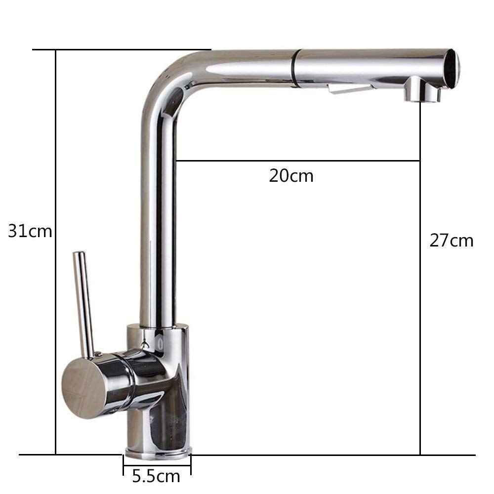 Premium Commercial Kitchen Sink Faucet - Single Lever Pull-Out Chrome & Black Swivel Mixer Tap with Brass Spray Head & Dishwasher Sprayer | Ideal for Restaurants, Food Trucks & Home Kitchens