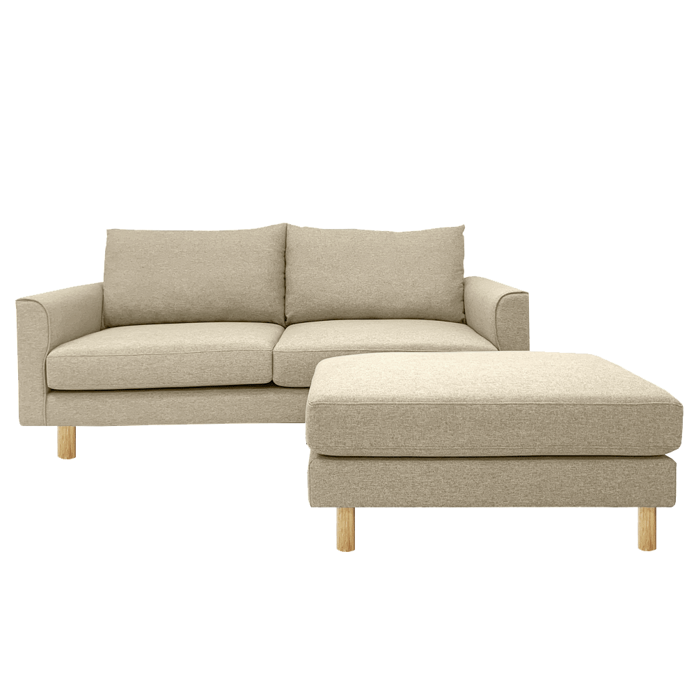Toby Sofa with Ottoman - EcoClean Fabric, Modern Living Room Furniture for Small Spaces | Perfect for Apartments, Lounging & Movie Nights