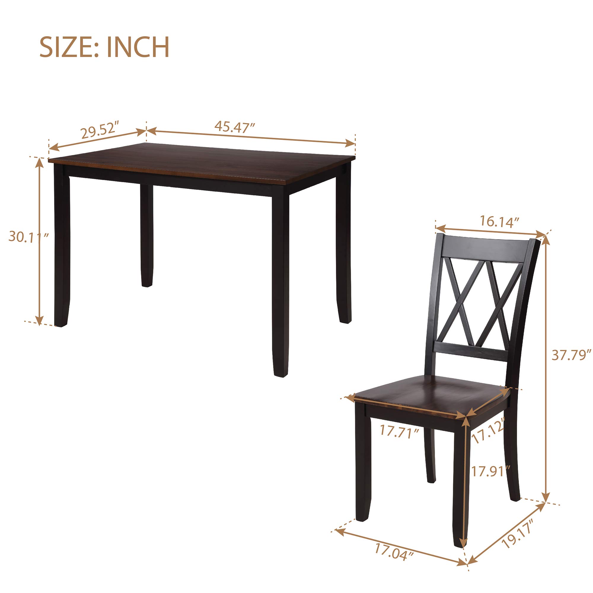 Harper & Bright Designs 4-Piece Wood Dining Table Set - Black & Cherry Kitchen Table with Chairs for Small Spaces, Breakfast Nooks, and Cozy Dining Rooms