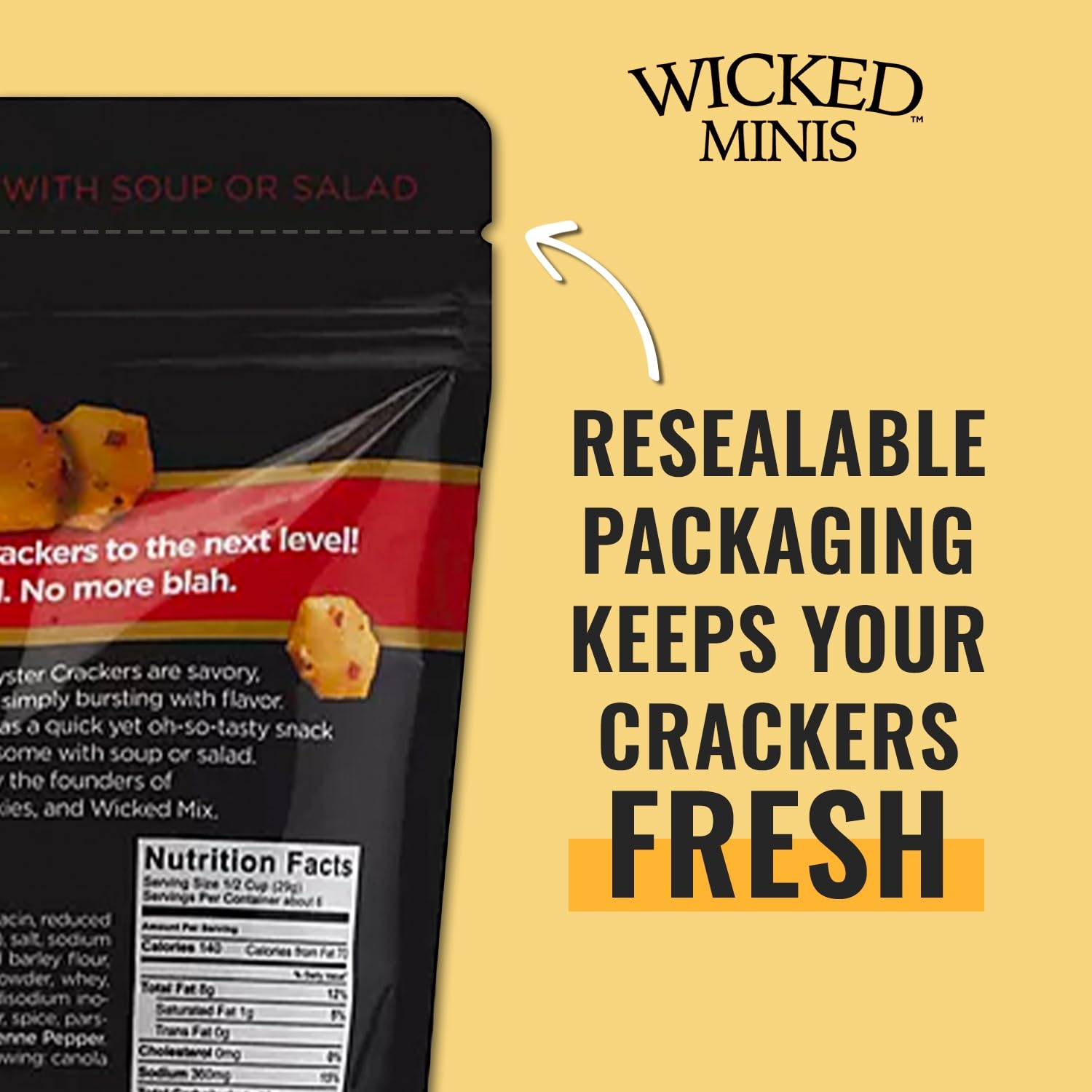 Wicked Minis Soup & Oyster Crackers - Salted Mini Puffed Crackers for Soups, Chili & Salads | Seasoned Crouton Toppers with Crushed Red Pepper | 6oz Pack of 2 | Perfect for Parties, Snacking & Cooking