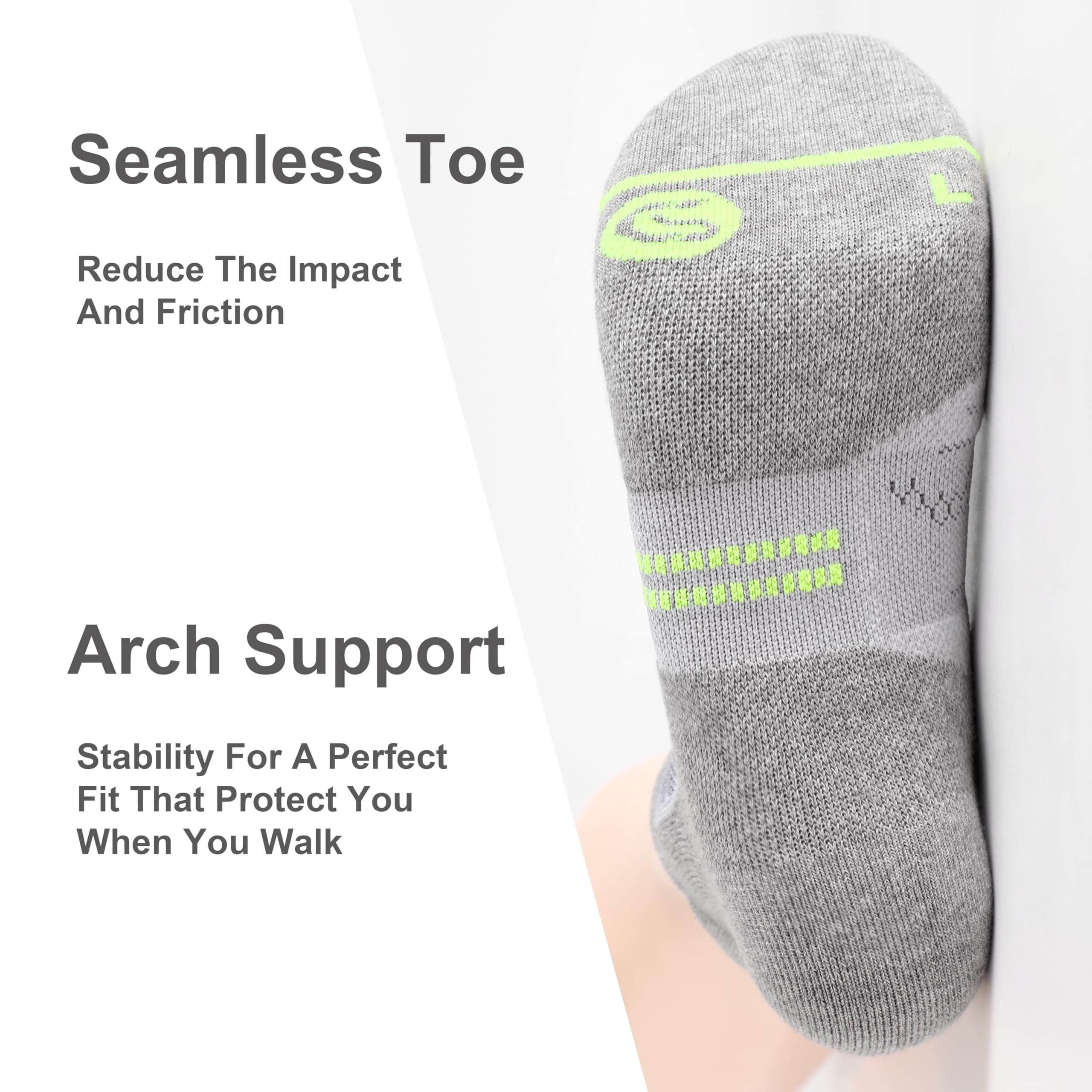 6 Pack Men's Cushioned Running Ankle Socks - Breathable Low Cut Athletic Sport Socks for Jogging, Gym & Daily Wear - CS CELERSPORT Performance Tab Socks