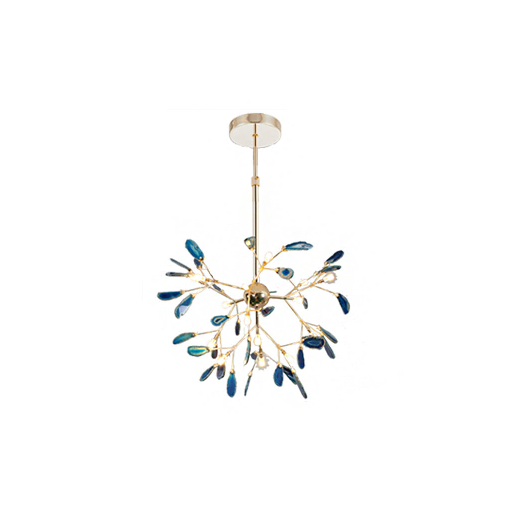 Agate Flake Chandelier - Elegant Natural Stone Crystal Ceiling Light Fixture for Dining Room, Living Room, Bedroom Decor | Modern Luxury Home Lighting