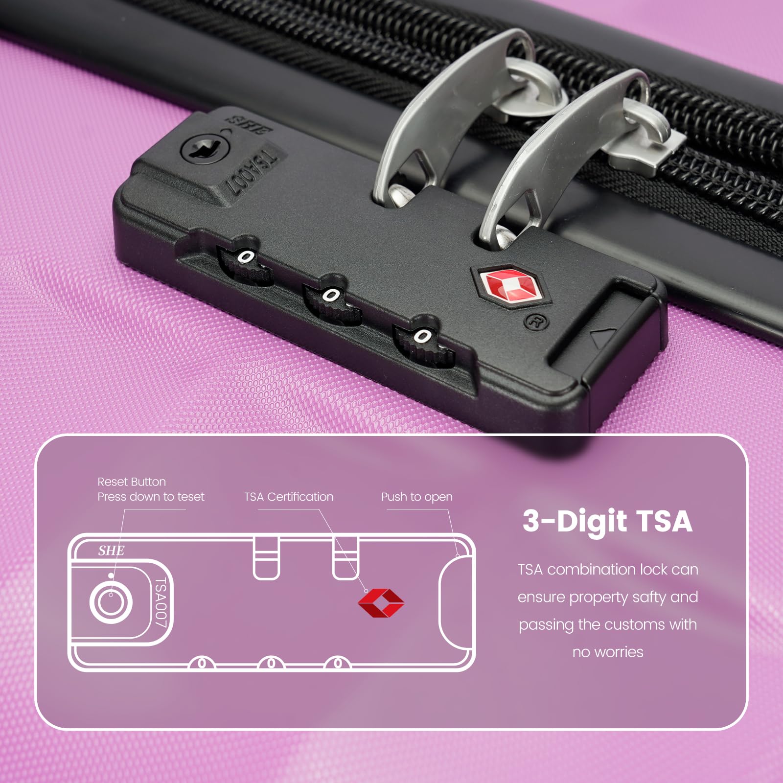 GinzaTravel 2-Piece Expandable Hardside Luggage Set with 4 Spinner Wheels, TSA Lock - Durable PC+ABS Suitcases (Purple, 20