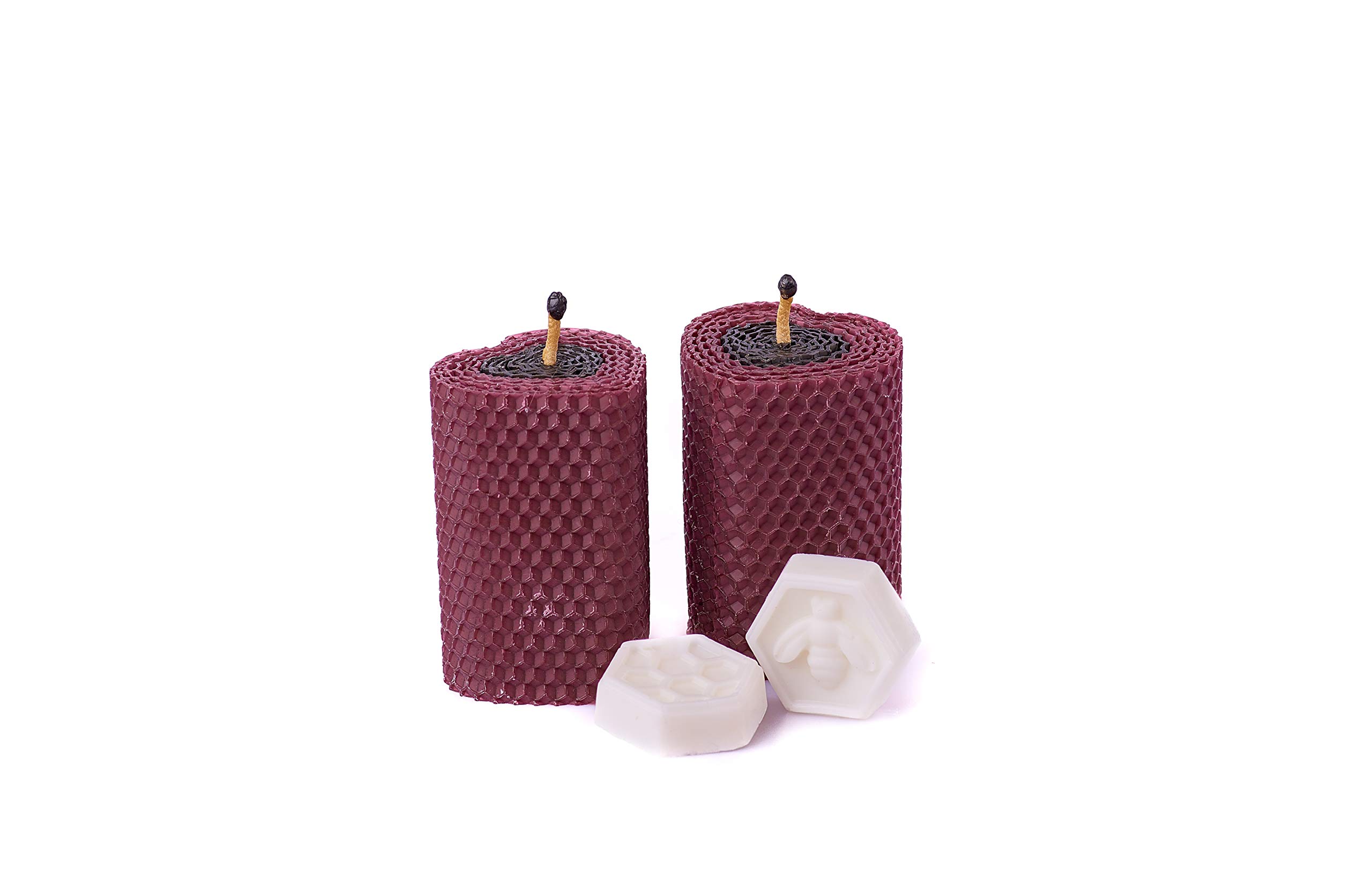 Purple & Black Beeswax Heart Candles Set - Honey Scented Pillar Candles 3.34×2.16 Inch for Romantic Gifts, Wedding Decor, Valentine's Day & Home Decoration - Handmade in Ukraine