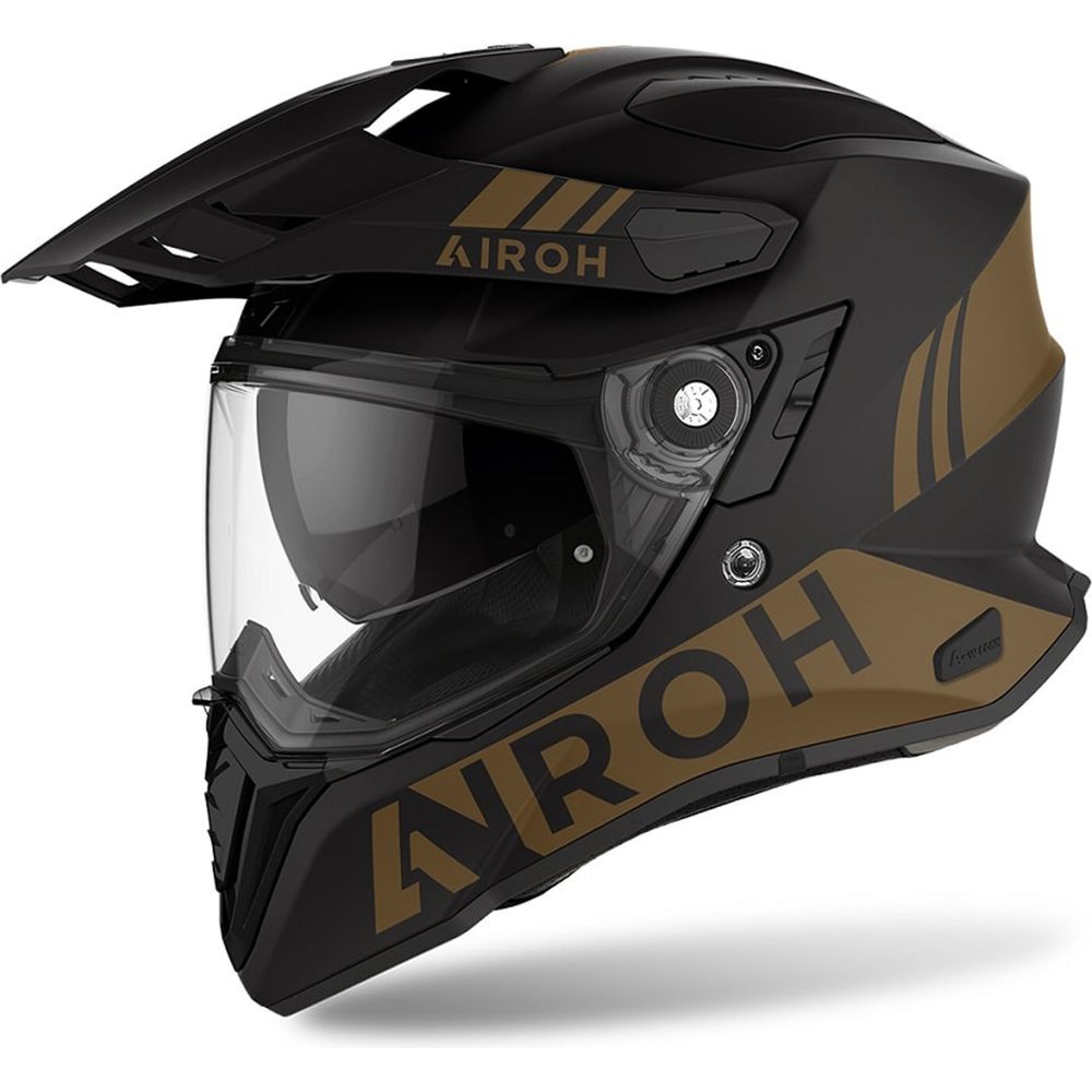 Airoh Commander Adventure Matt Gold Motorcycle Helmet - DOT & ECE Certified for Off-Road & Adventure Riding - Perfect for Enduro, Dual Sport & Motocross