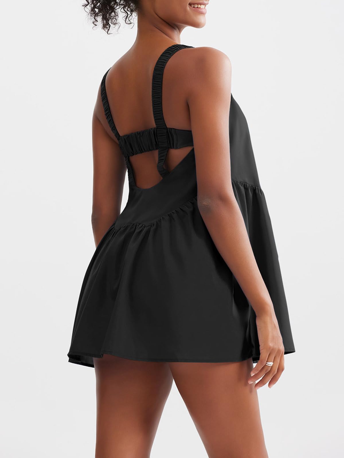 Sexy as a Sii Women's Tennis Dress with Built-in Shorts & Bra - Sleeveless Backless Athletic Dress for Golf, Running & Workouts - Casual Sports Dress with Pockets for Active Women