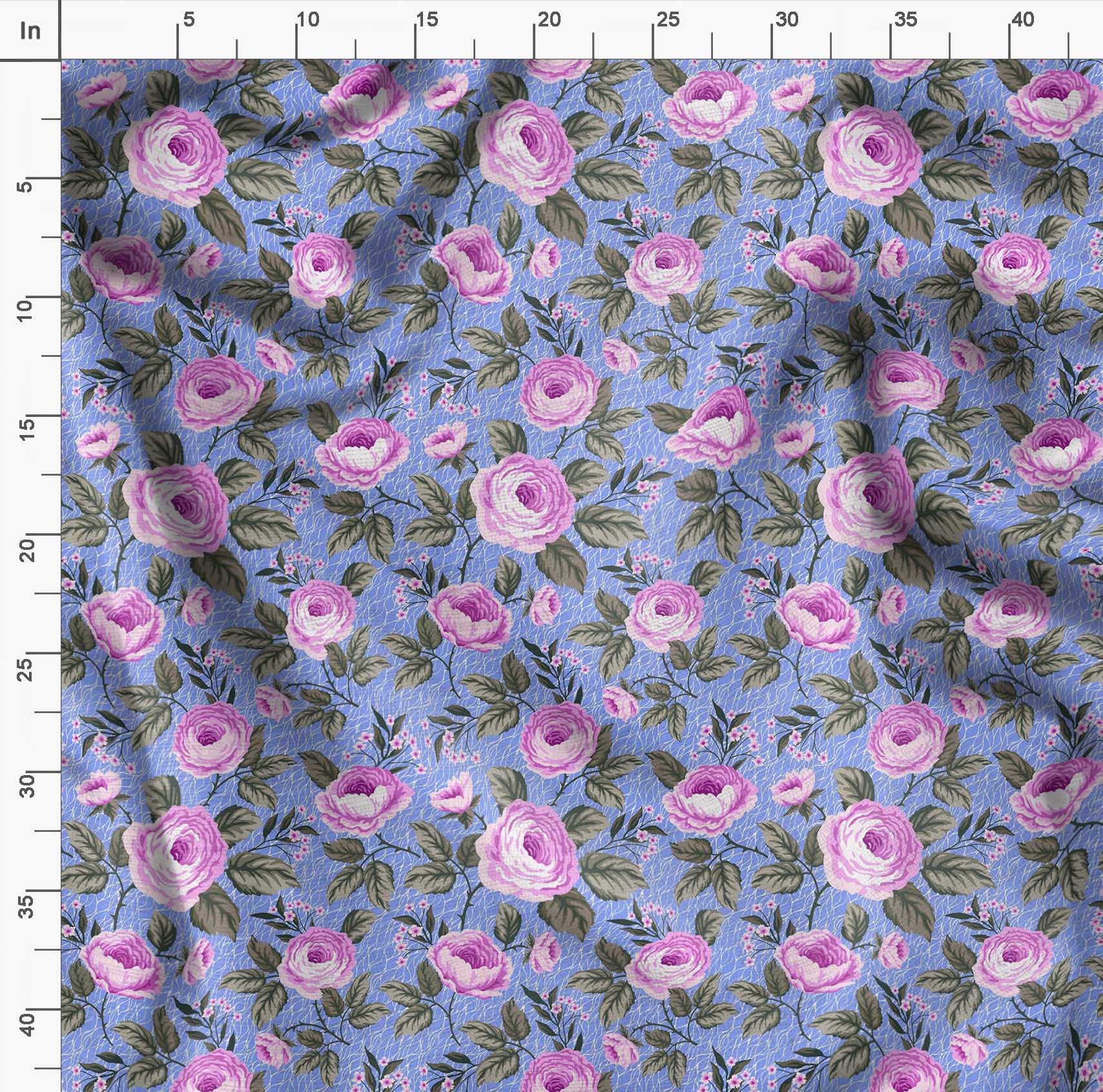 Soimoi Moss Georgette Brown Fabric by The Yard - 42 Inch Wide Floral Printed Fabric with Delicate Flower & Leaf Patterns for Dresses, Curtains, DIY Crafts and Home Decor Projects