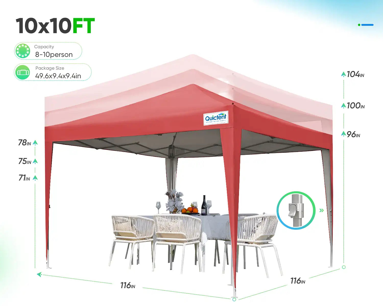 10' x 10' Pop Up Privacy Canopy Tent with Side Walls - Perfect for Outdoor Events, Beach Parties, and Backyard Gatherings