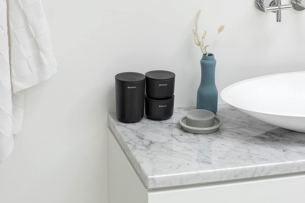 Brabantia 281303 Storage Pots Set - Large & Small Organizer for Jewelry, Accessories, Cotton Storage - Dark Gray | Perfect for Bedroom, Bathroom & Closet Organization