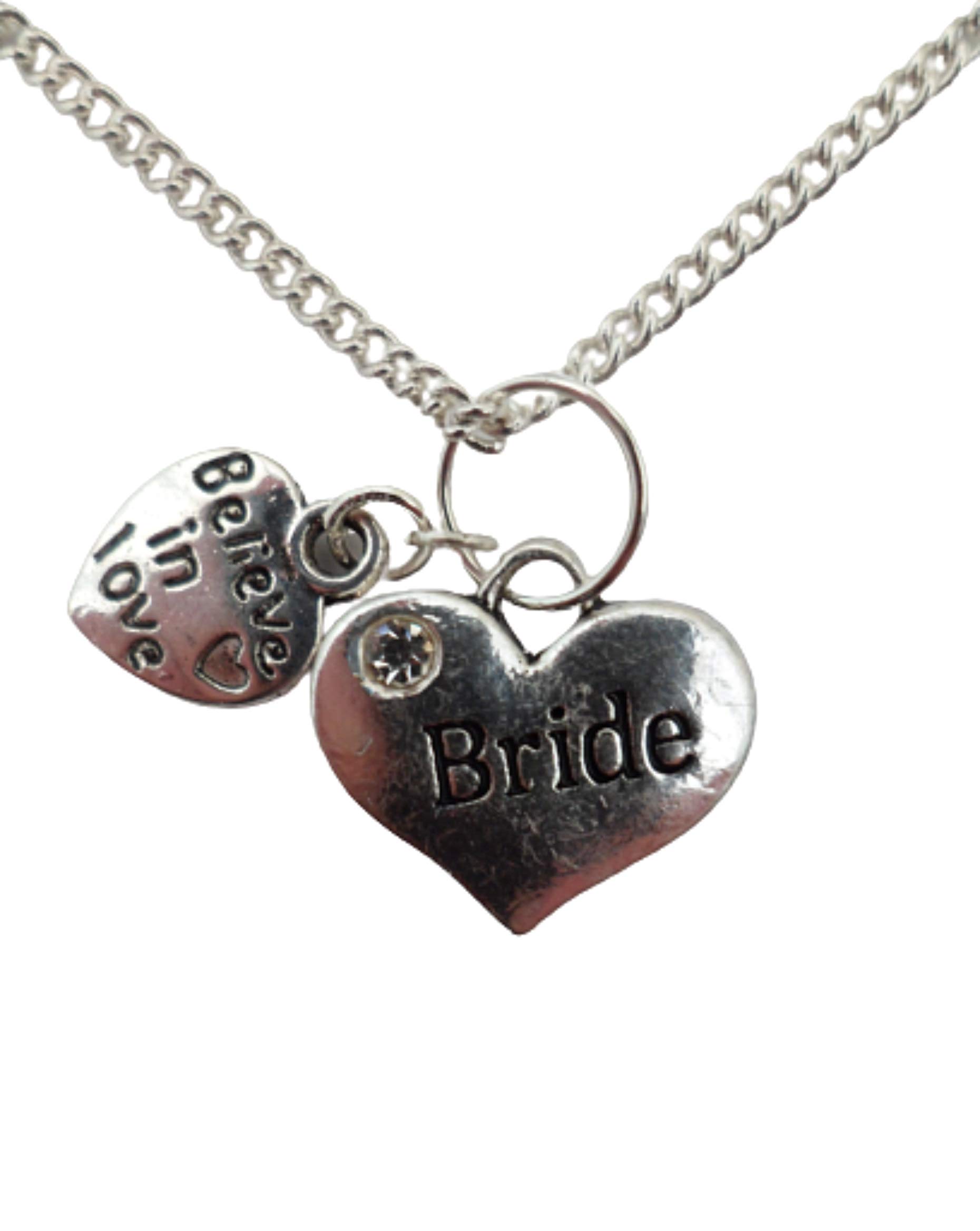 Silver Plated Heart Charm Necklace for Brides - Romantic 'Believe in Love' Jewelry Gift for Weddings, Anniversaries & Valentine's Day