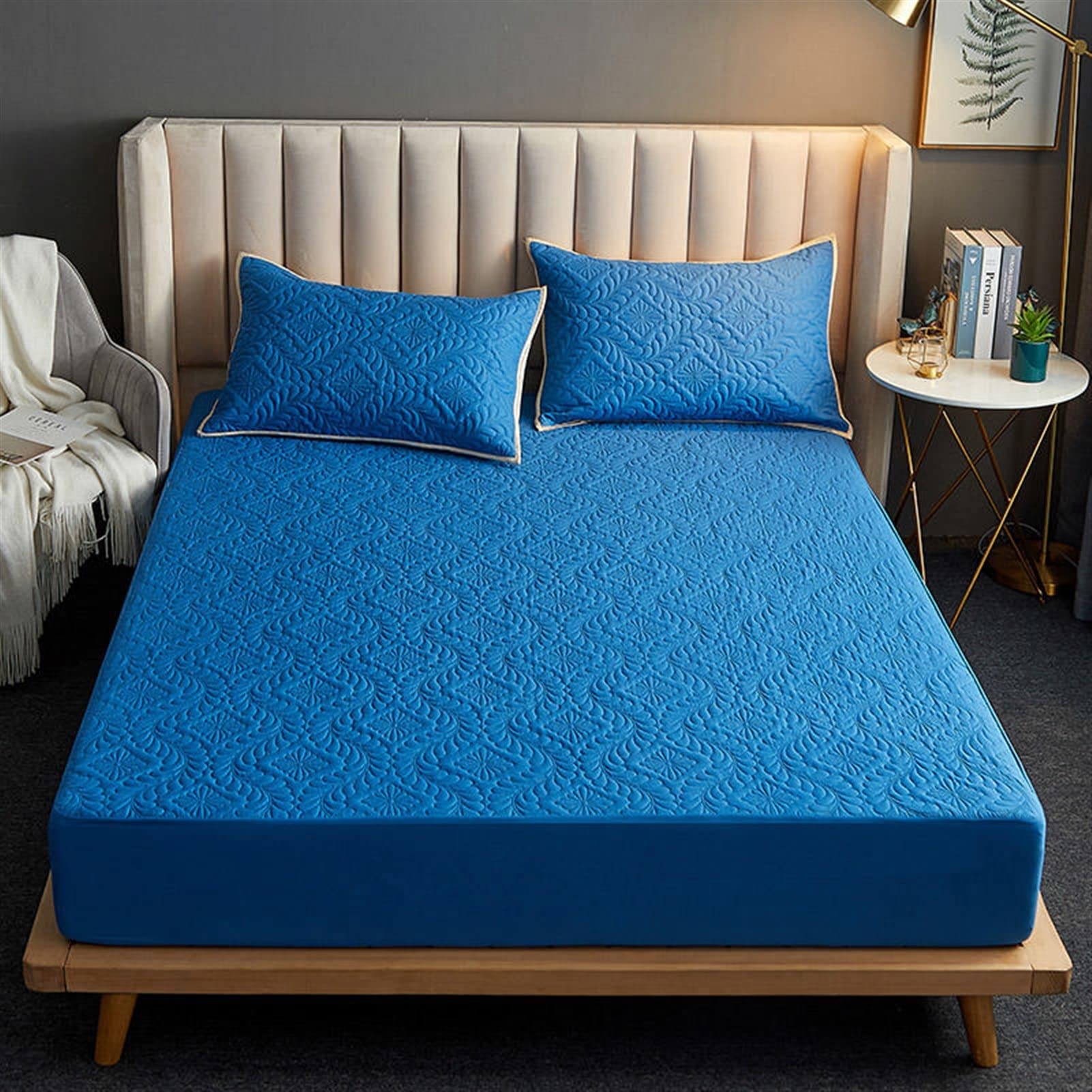 Quilted Waterproof Mattress Cover Queen Size 180x200cm - Breathable Bed Sheet Protector for Double Bed, Hypoallergenic & Noiseless (Color: Eggshell) - Perfect for Allergy Sufferers, Kids' Beds & Guest Rooms