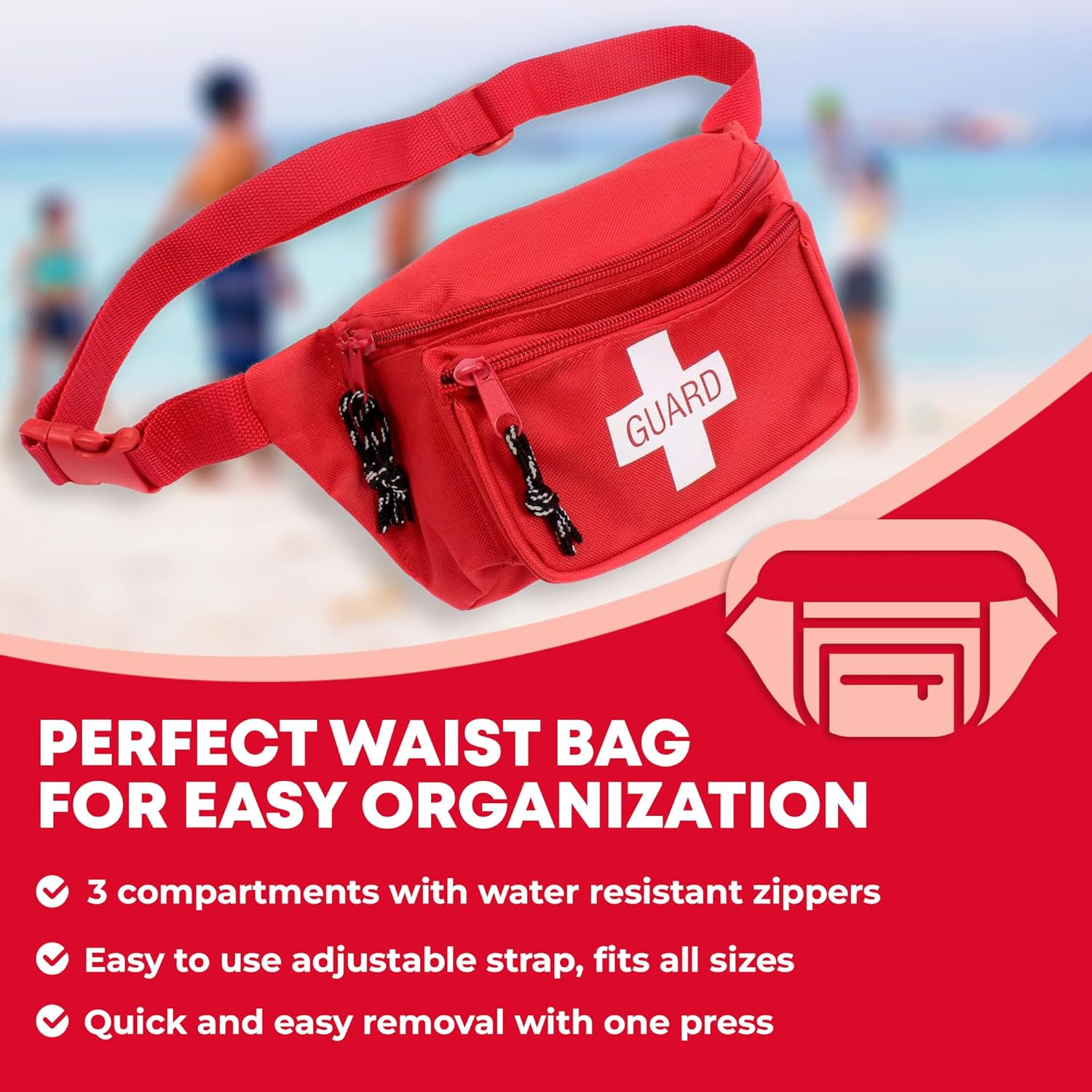 72-Piece Fully Stocked First Aid Waist Kit for Hiking, Camping & Emergency Preparedness – Compact Medical Supplies Pouch for Outdoor Adventures & Home Safety