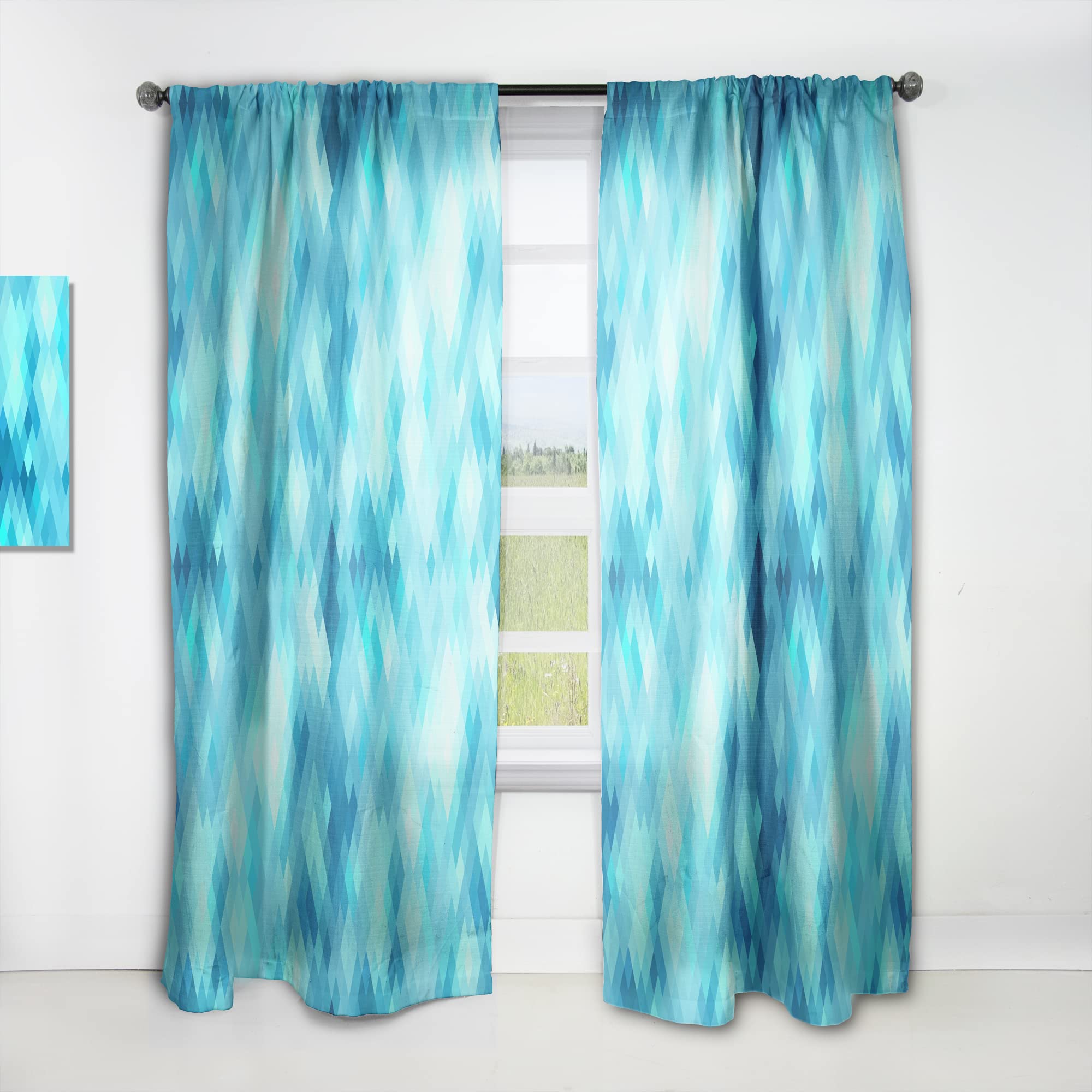 DesignQ Thermal Insulated Blackout Curtains - Modern Abstract Geometric Pattern with Rhombus Design - 52x120 Inch Single Panel Window Drapes for Bedroom & Living Room - Energy Saving, Noise Reducing & Light Blocking for Better Sleep & Privacy