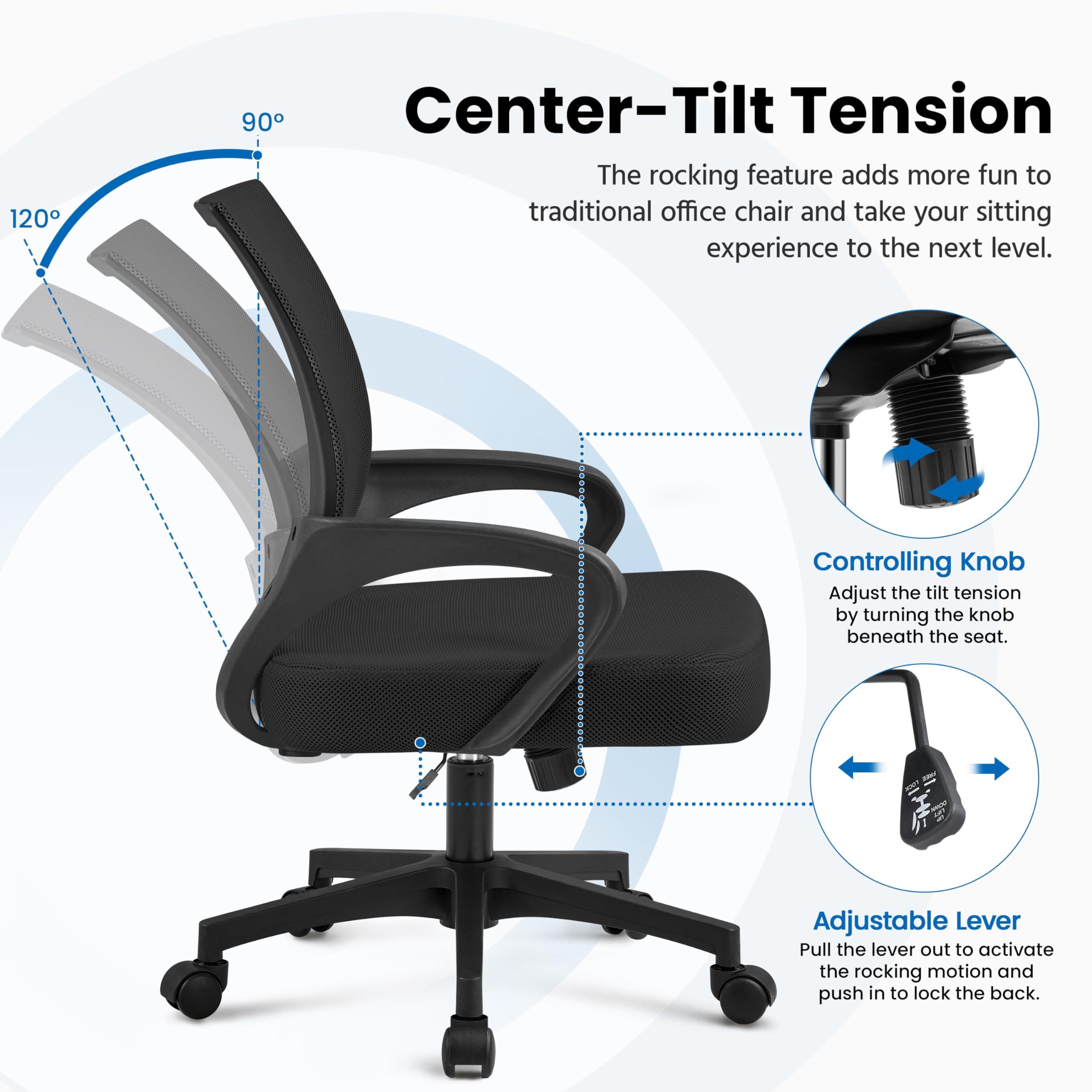 Topeakmart Ergonomic Office Chair - Adjustable Height Mesh Computer Chair with Lumbar Support for Women & Men - Modern Executive Desk Chair for Home & Office (2 Pack) - Perfect for Long Work Hours & Gaming Sessions