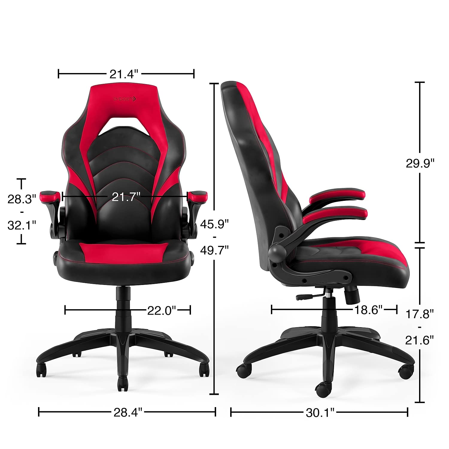 STAPLES 2710774 Ergonomic Gaming Chair with Lumbar Support - Black and Red - Perfect for PC, Console Gaming & Home Office Setup