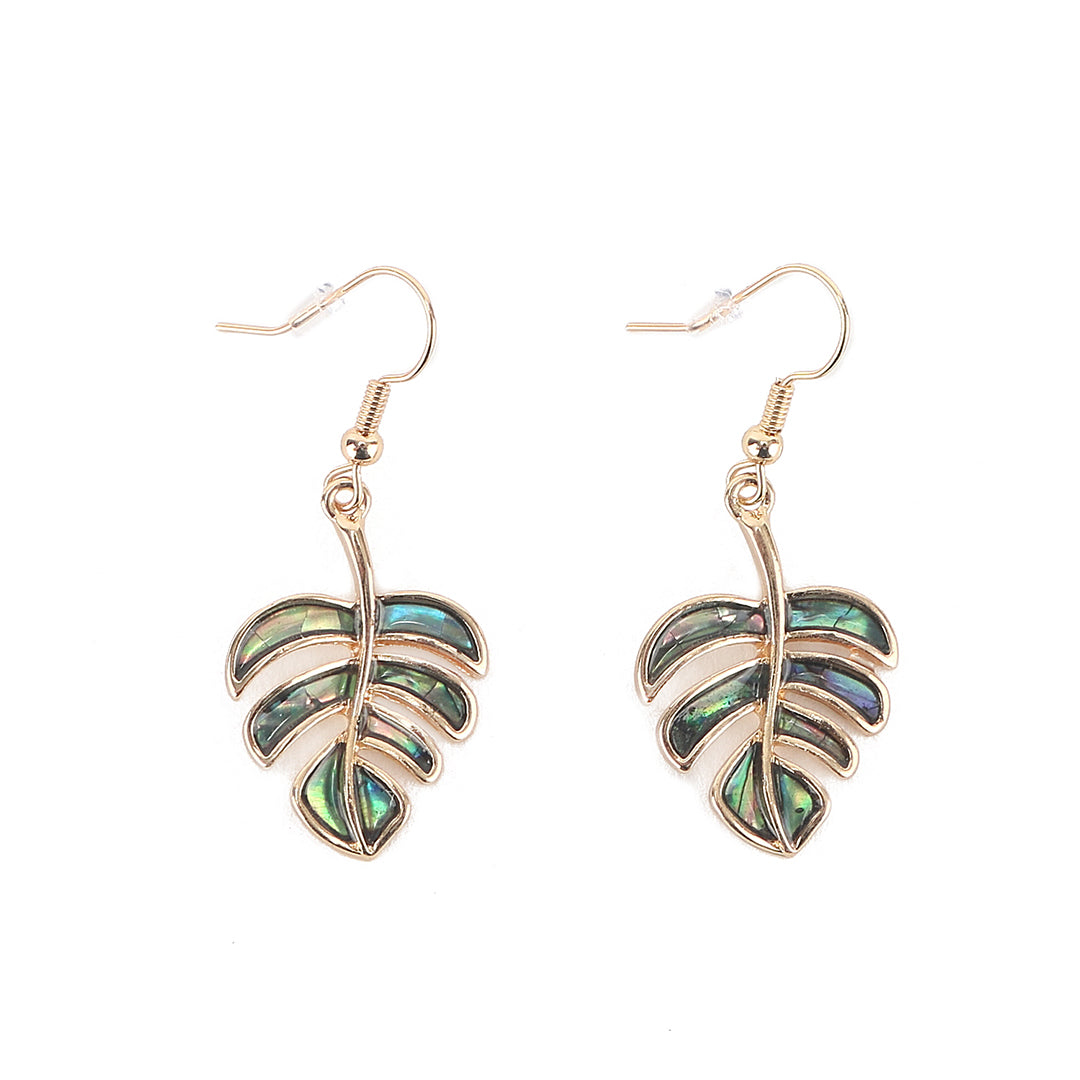 Makamae Monstera Leaf Gold Earrings for Women - Trendy Boho Jewelry for Everyday Wear & Special Occasions