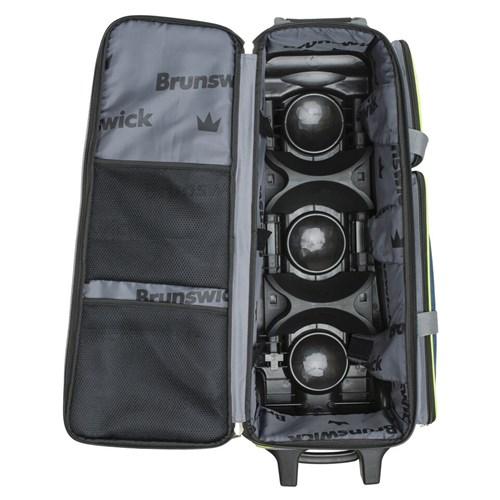 Brunswick Crown Deluxe Triple Roller Bowling Bag - Purple & Yellow for Men & Women - Perfect for League Play, Tournaments & Travel