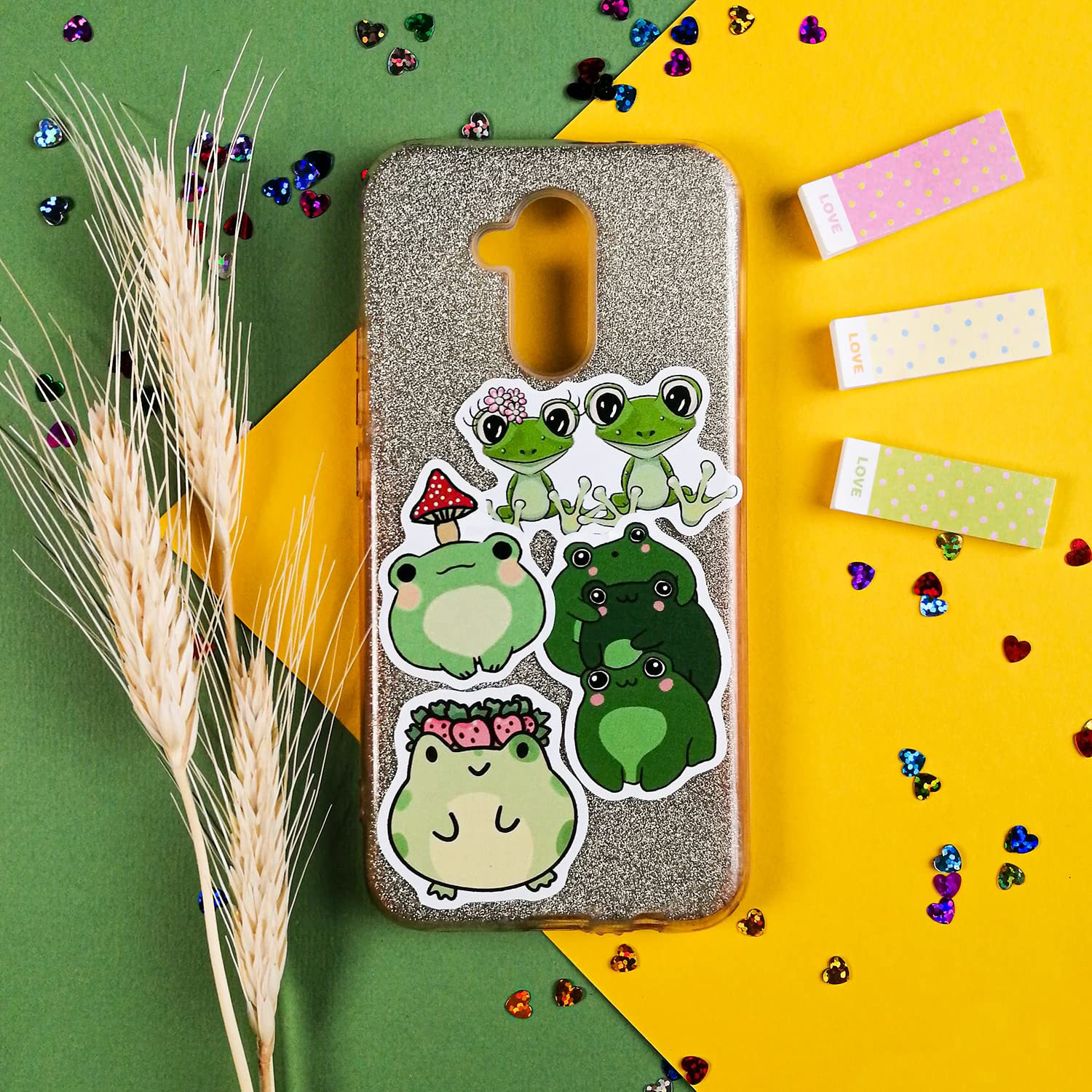 BulbaCraft Kawaii Frogs Stickers Set - 50 Pcs Cute Green & White Vinyl Decals for Kids | Waterproof, Scratch Resistant | Perfect for Water Bottles, Laptops, Scrapbooks, Journals & DIY Crafts | Fun Frog-Themed Decorations for School, Home & Office Use