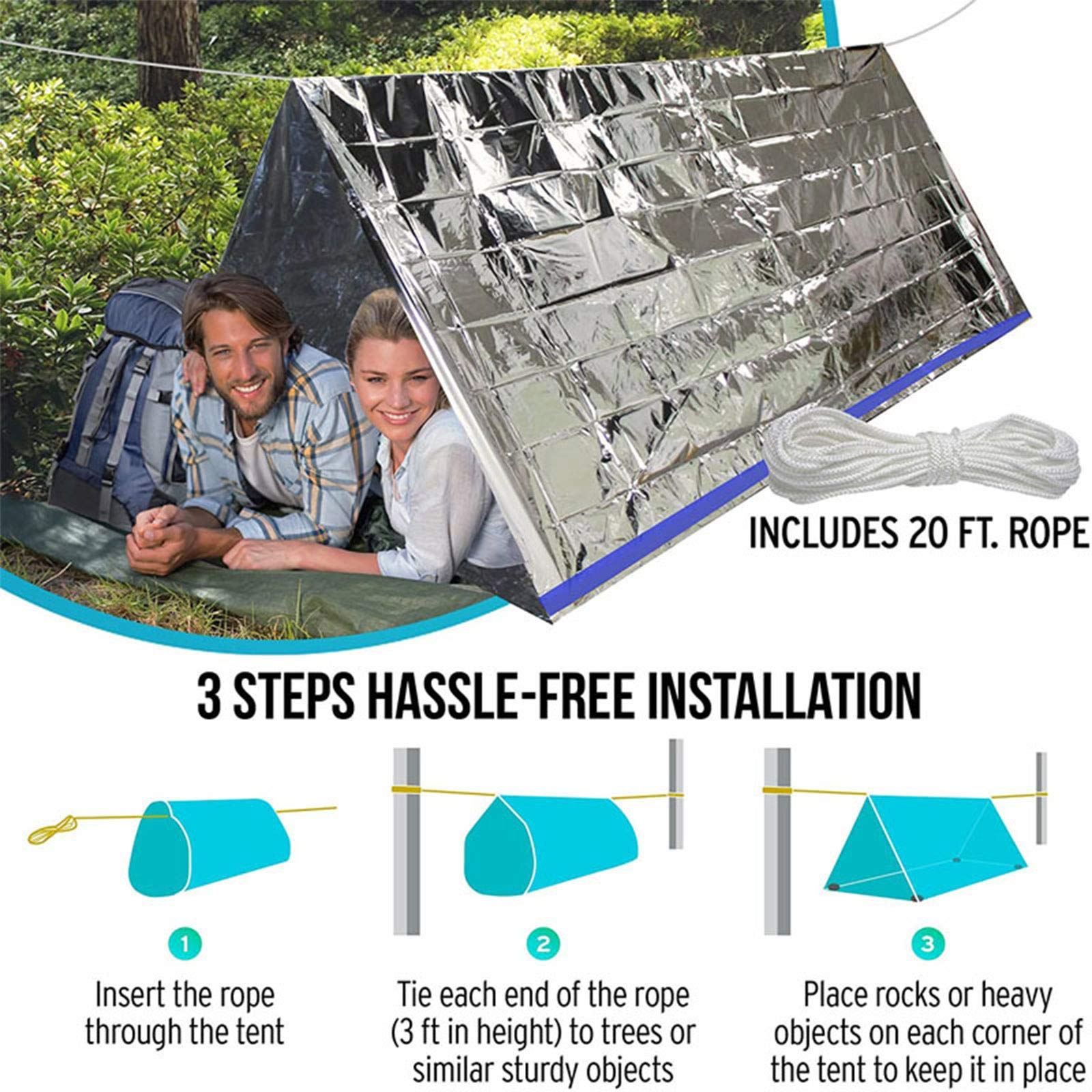 Ultralight Portable Emergency Tent for Camping, Beach, Hiking, Travel & Hunting - Perfect for Outdoor Adventures & Survival Situations