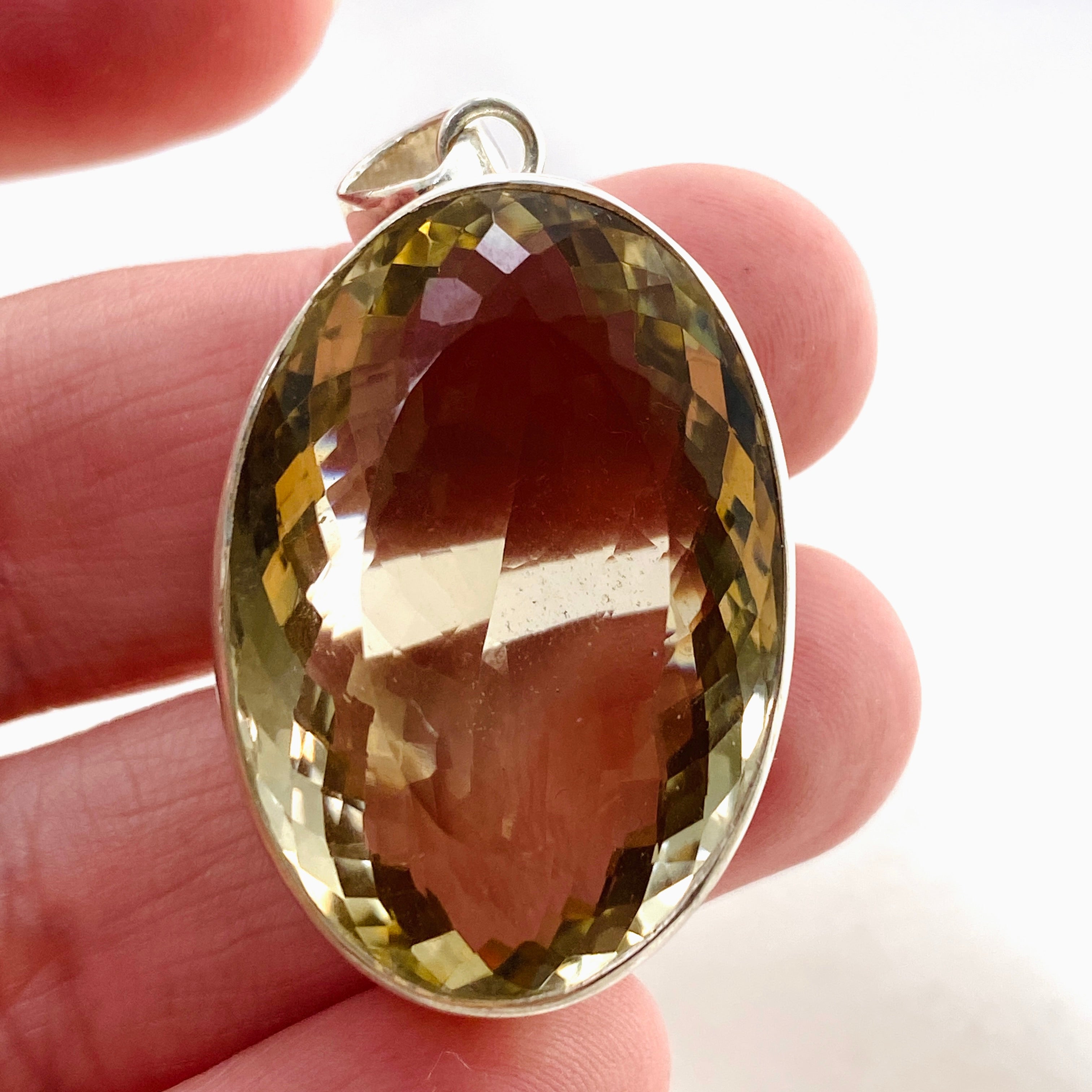 Smokey Lemon Quartz Oval Faceted Pendant Necklace - Natural Gemstone Jewelry for Women - Perfect for Everyday Wear, Gifts & Special Occasions