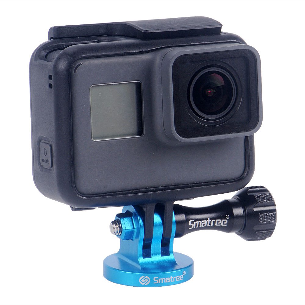 Smatree Aluminum Tripod Mount Adapter for GoPro Hero 13/12/11/10/9/8/7/6/5/4/3+/3/2/1 & DJI Osmo Action 5 Pro/4/3 - Durable Camera Accessory for Vlogging, Travel & Outdoor Adventures (Blue)