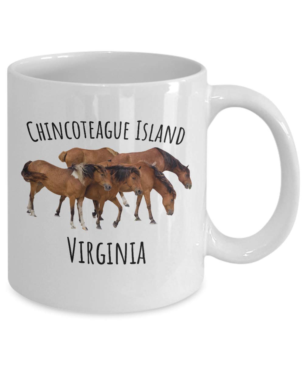Chincoteague Island Coffee Mug - Virginia Horse & Assateague Pony Themed Ceramic Cup - Perfect for Tea, Hot Chocolate & Office Use