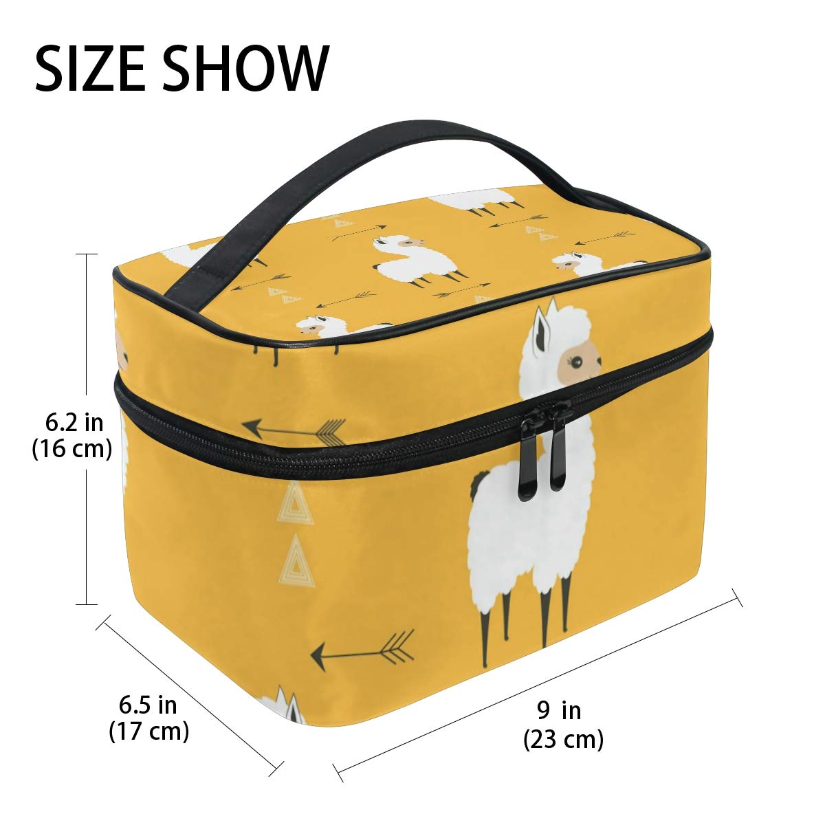 Llama Print Cosmetic Bag with Arrows - Waterproof Makeup Case & Travel Toiletry Organizer for Women & Girls | Portable Hanging Pouch for Gym, Vacation & Daily Use
