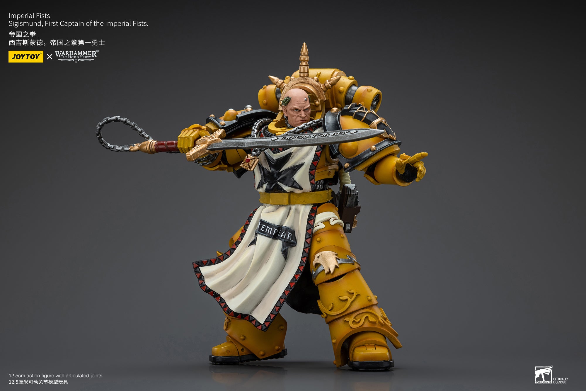 JOYTOY 1/18 Warhammer The Horus Heresy Imperial Fists Sigismund Action Figure - First Captain Reissue Collectible Model for Display & Gaming Scenes