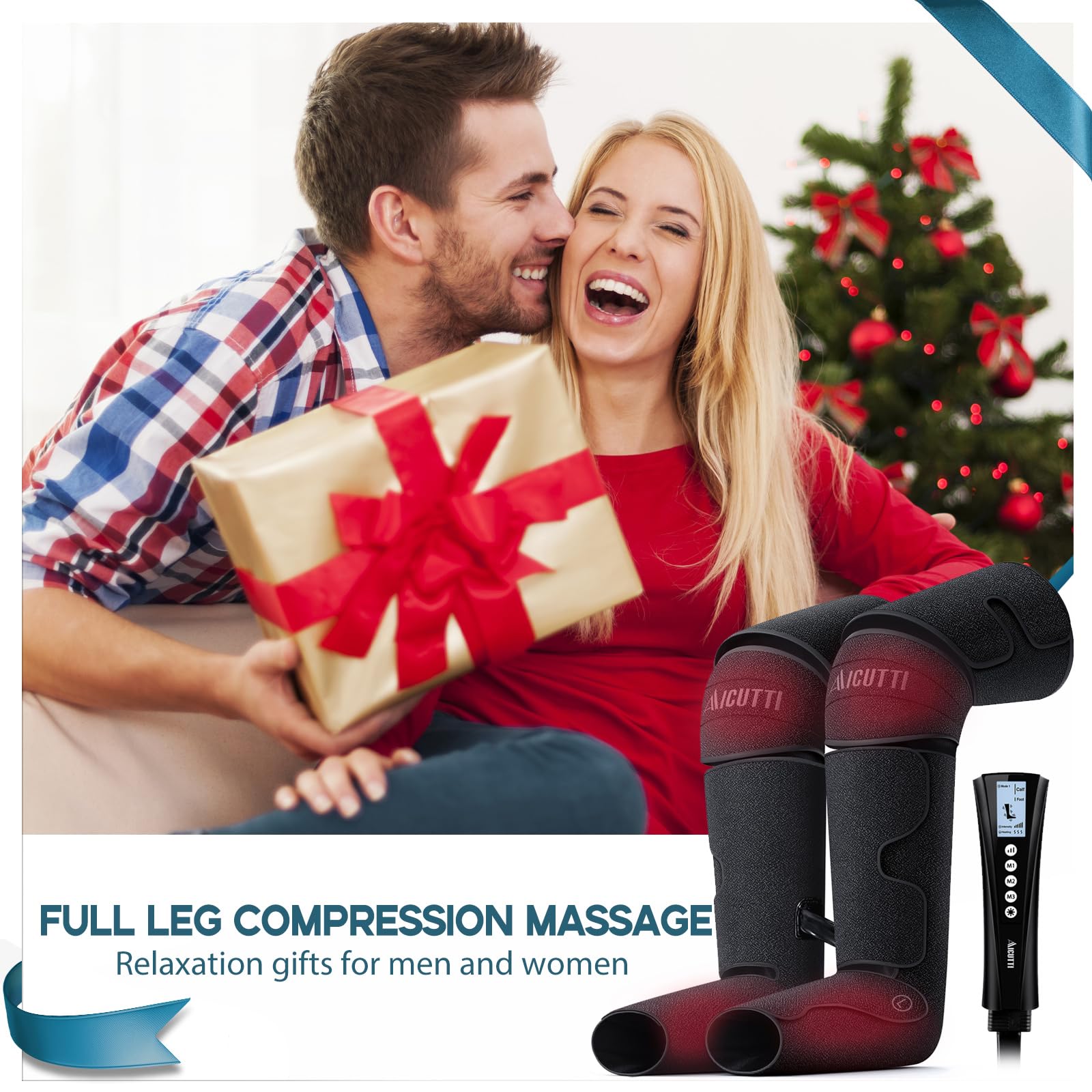 Best Air Compression Foot and Leg Massager with Heat - Perfect Christmas, Birthday, Mother's Day & Father's Day Gift for Women & Men - Relieves Swelling, Edema & Pain - Ideal for Home, Office & Post-Workout Recovery