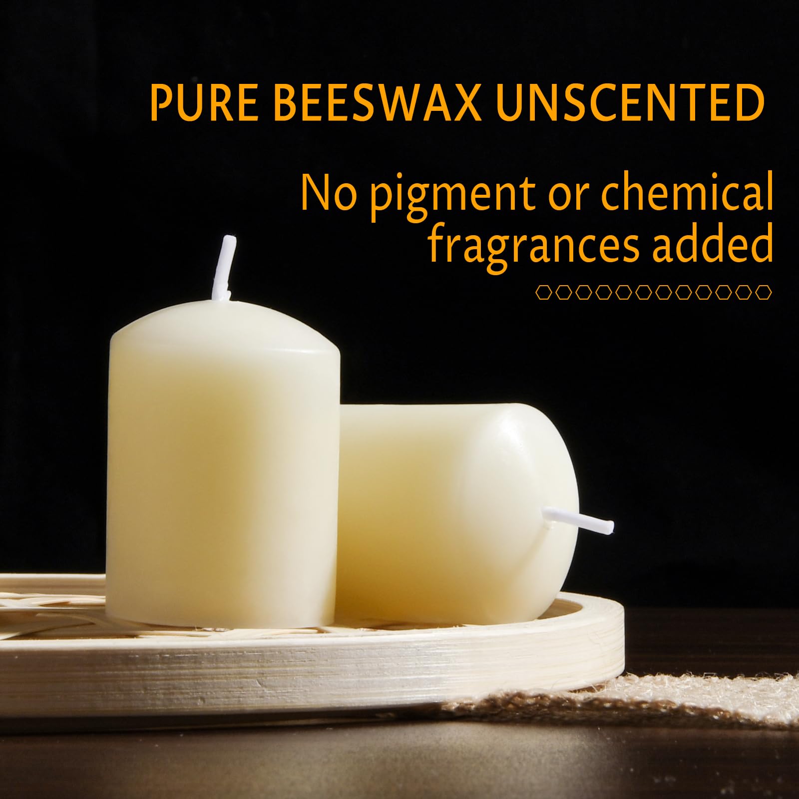 Natural Beeswax Candles - Dripless, Smokeless for Home & Parties (Pack of 12)
