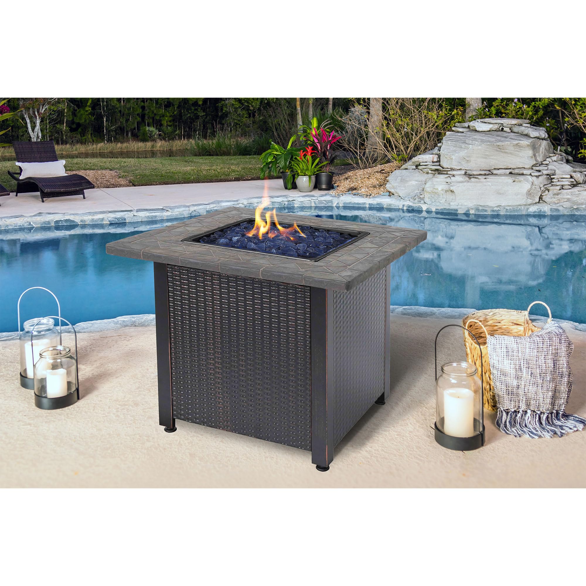 Endless Summer GAD1401GB Blue Glass LP Gas Outdoor Fire Pit - Perfect for Patio, Backyard, and Camping Gatherings