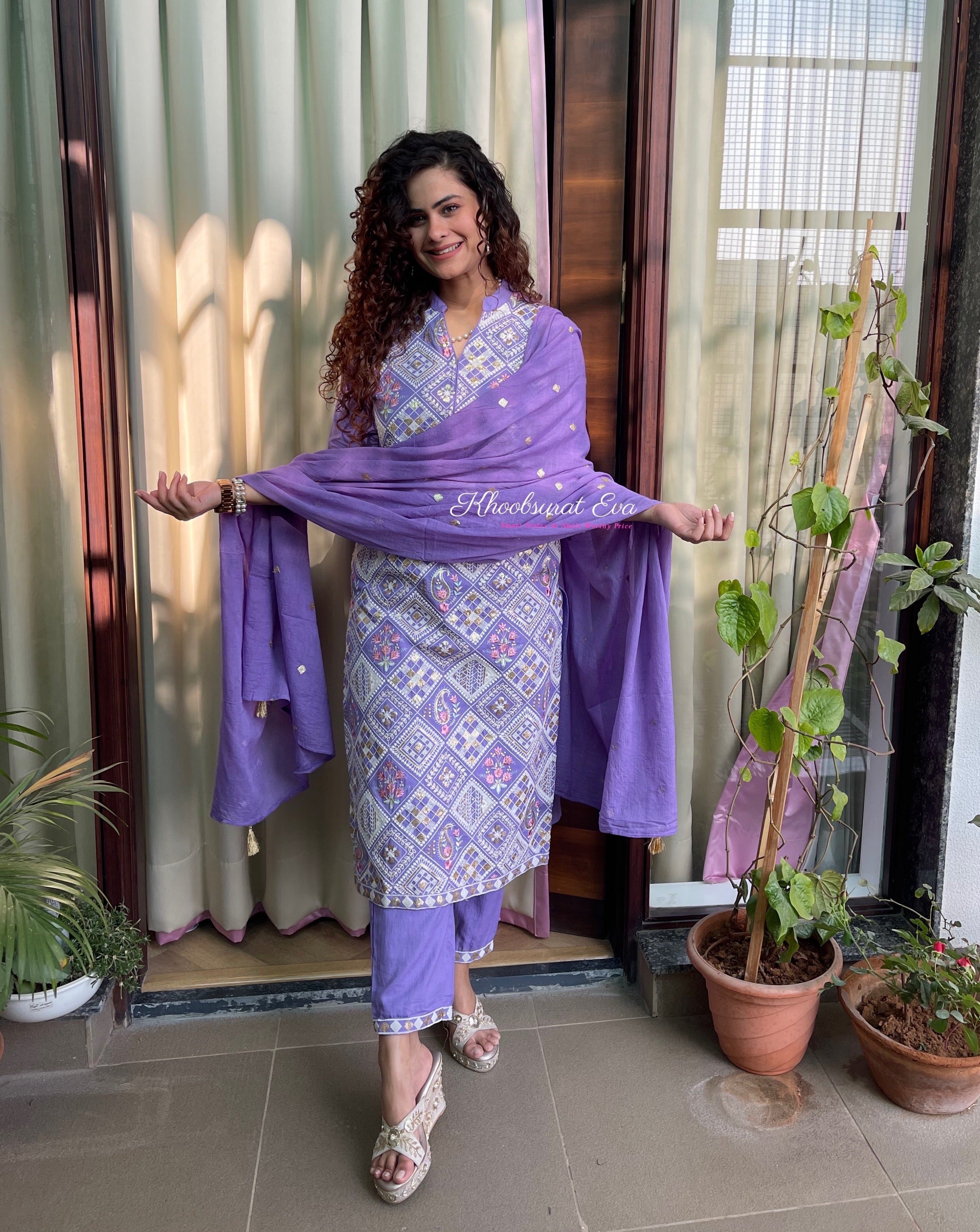 Elegant Purple Embroidered Dupatta Suit Set for Women - Traditional Indian Ethnic Wear for Weddings, Festivals & Special Occasions