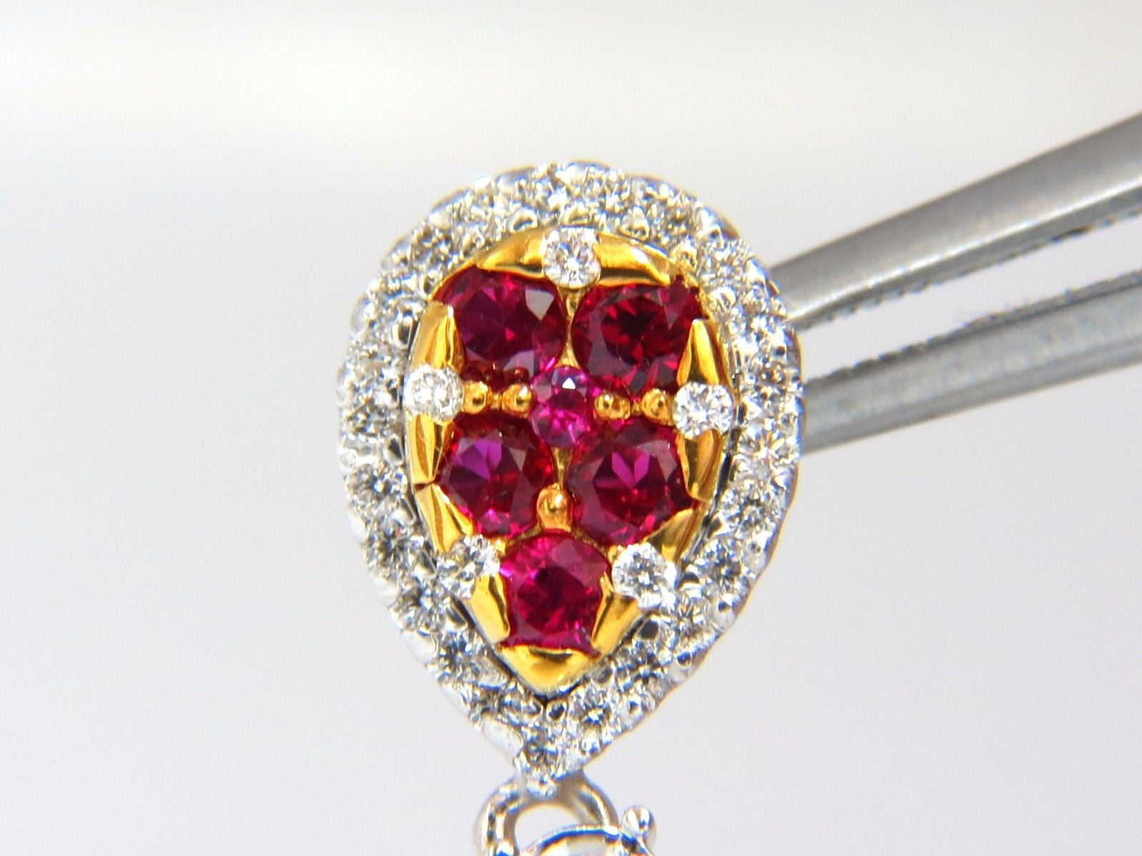 3.00ct Natural Deep Red Ruby Diamond Dangle Earrings in 14K Gold - Elegant Jewelry for Weddings, Parties & Special Occasions