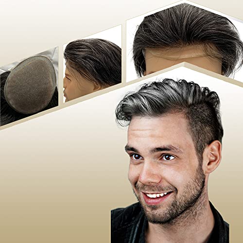 Premium Men's Toupee - 100% European Virgin Human Hair Replacement System - 10