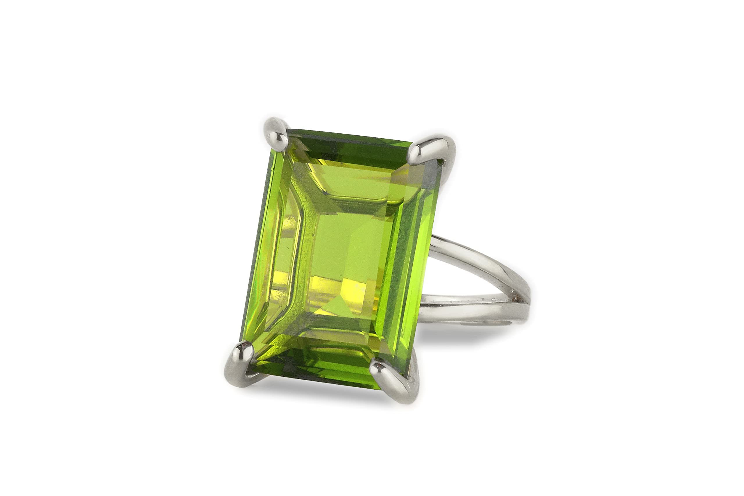 925 Sterling Silver Peridot Ring in Four-Prong Setting - Anemone Jewelry Boho, Formal & Everyday Rings for Women - Perfect Gift with Jewelry Box - Ideal for Weddings, Parties & Daily Wear