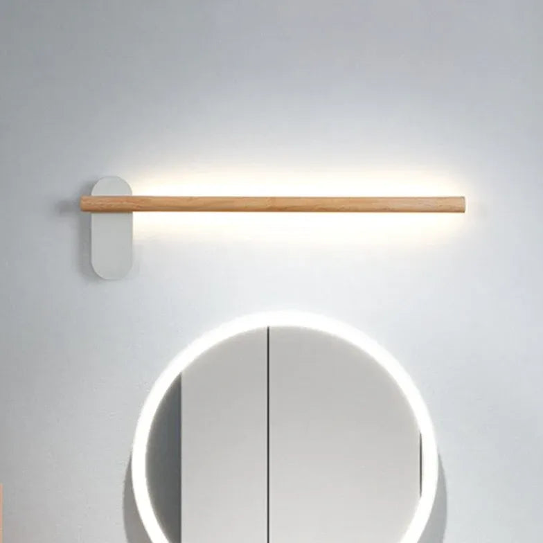 Rustic Wooden Flush Mount Bathroom Wall Light Fixture - Farmhouse Vanity Sconce for Bathroom, Bedroom, and Hallway Lighting