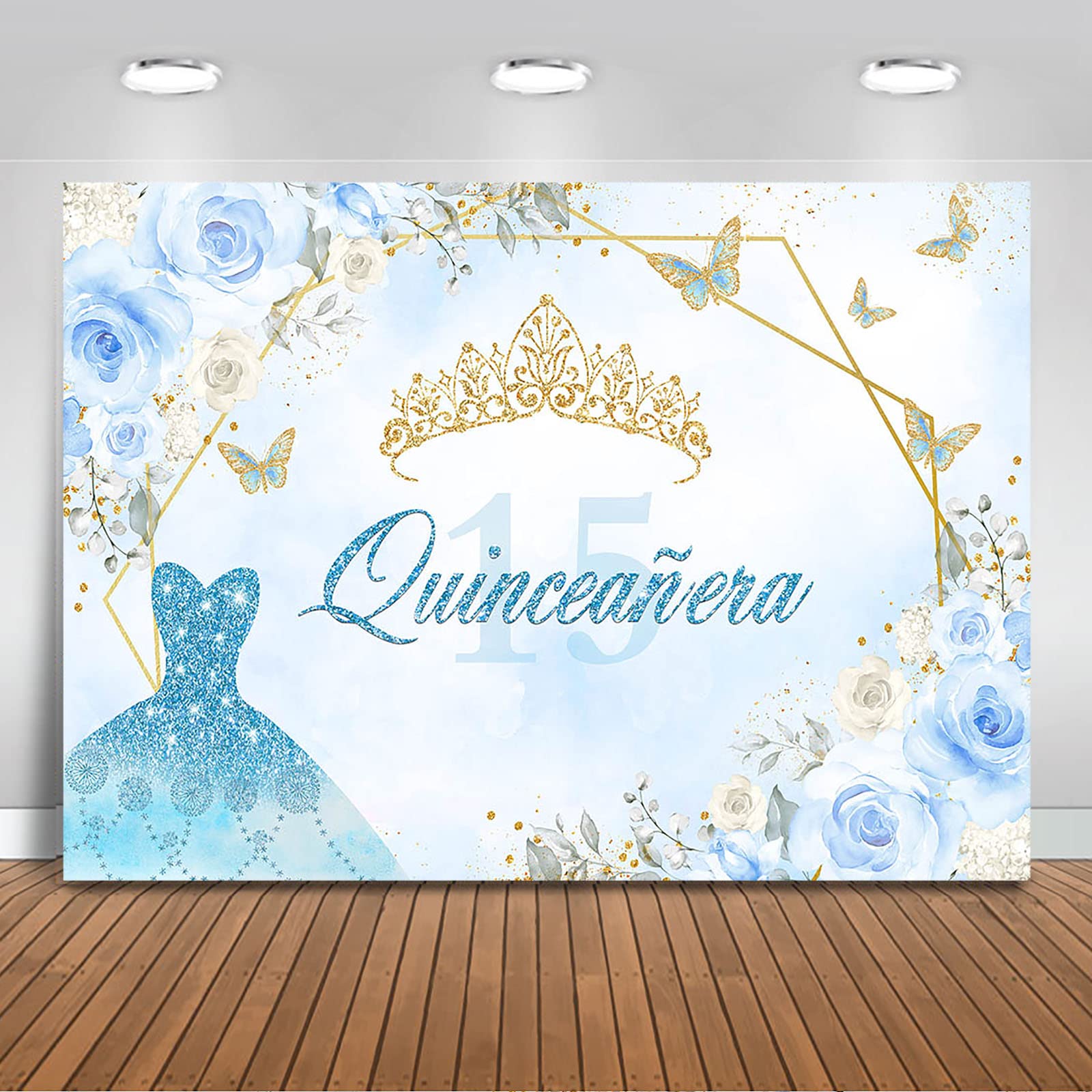 Royal Princess Quinceañera Backdrop – Sweet 15th Birthday Gold Crown Photography Background for Girls (8x6ft) | Perfect for Quinceañera Parties, Birthday Photos, and Special Celebrations