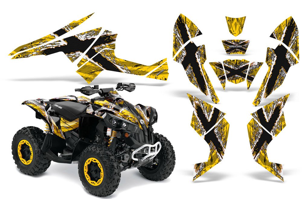Can-Am Renegade TribalX Graphics Kit - White & Yellow Decals & Stickers for ATV/UTV - Off-Road Adventure & Customization