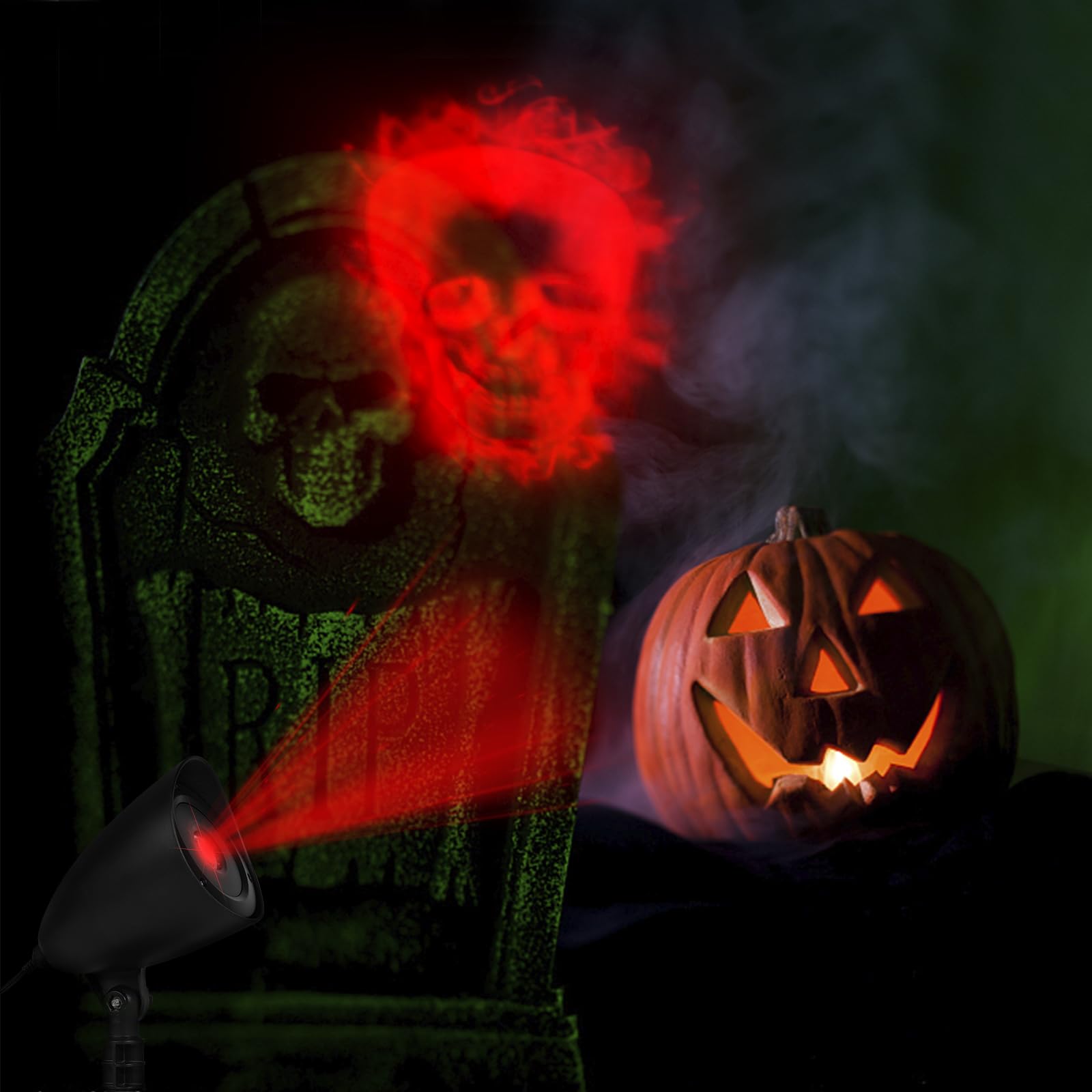 Red Skull Halloween Projector Lights - Waterproof LED Outdoor & Indoor Decor for Party, Yard, Garden, Landscape - Perfect for Spooky Halloween Nights & Holiday Celebrations