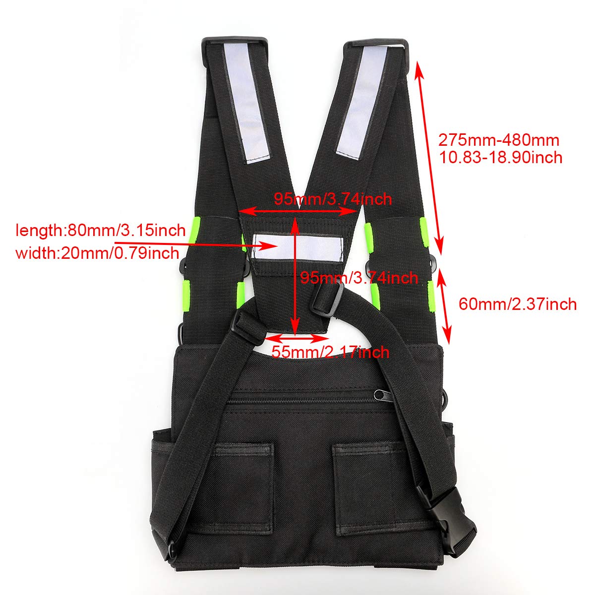 Retevis HB02 Universal Radio Chest Harness - Compatible with H-777, RT27, RT22, RT15, RT19, RB17, RT17, RT67 Two-Way Radios - Durable Tactical Bag with Front Pouches & Zipper Pocket (1 Pack) - Ideal for Security, Construction, and Outdoor Adventures