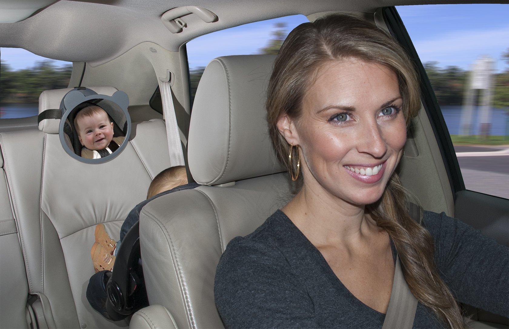 Jolly Jumper Eyes On Baby Mirror - Grey | Rear-Facing Car Seat Mirror for Infants | Safe & Durable Travel Accessory for Parents