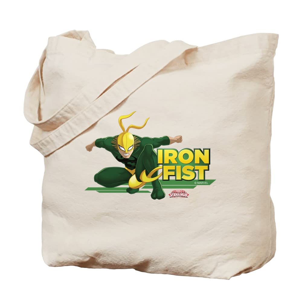 Marvel Iron Fist Canvas Tote Bag - Reusable Natural Shopping Bag for Groceries, Beach & Daily Use | Officially Licensed Marvel Merchandise