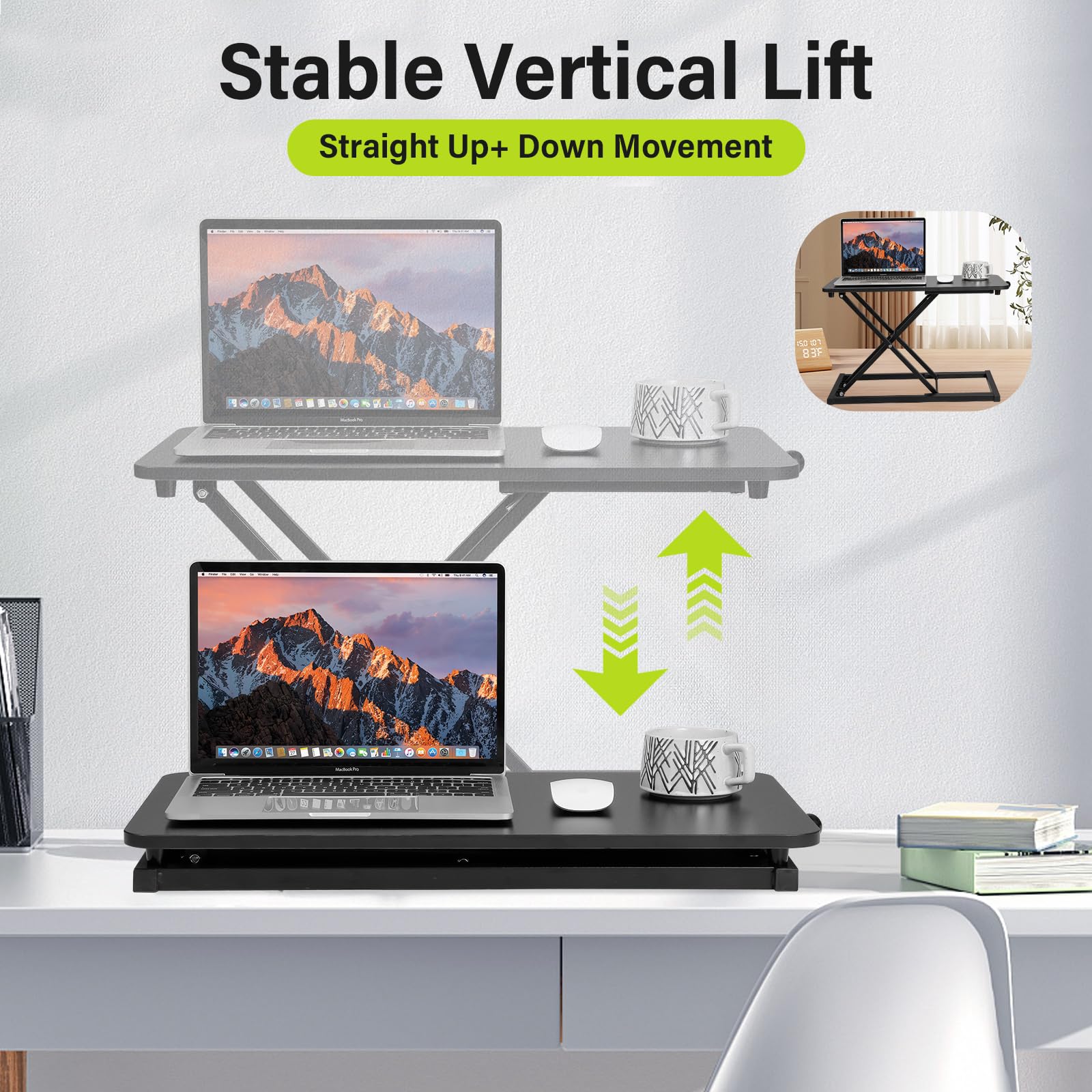 6-Level Adjustable Standing Desk Converter - Compact Sit Stand Workstation (23.6