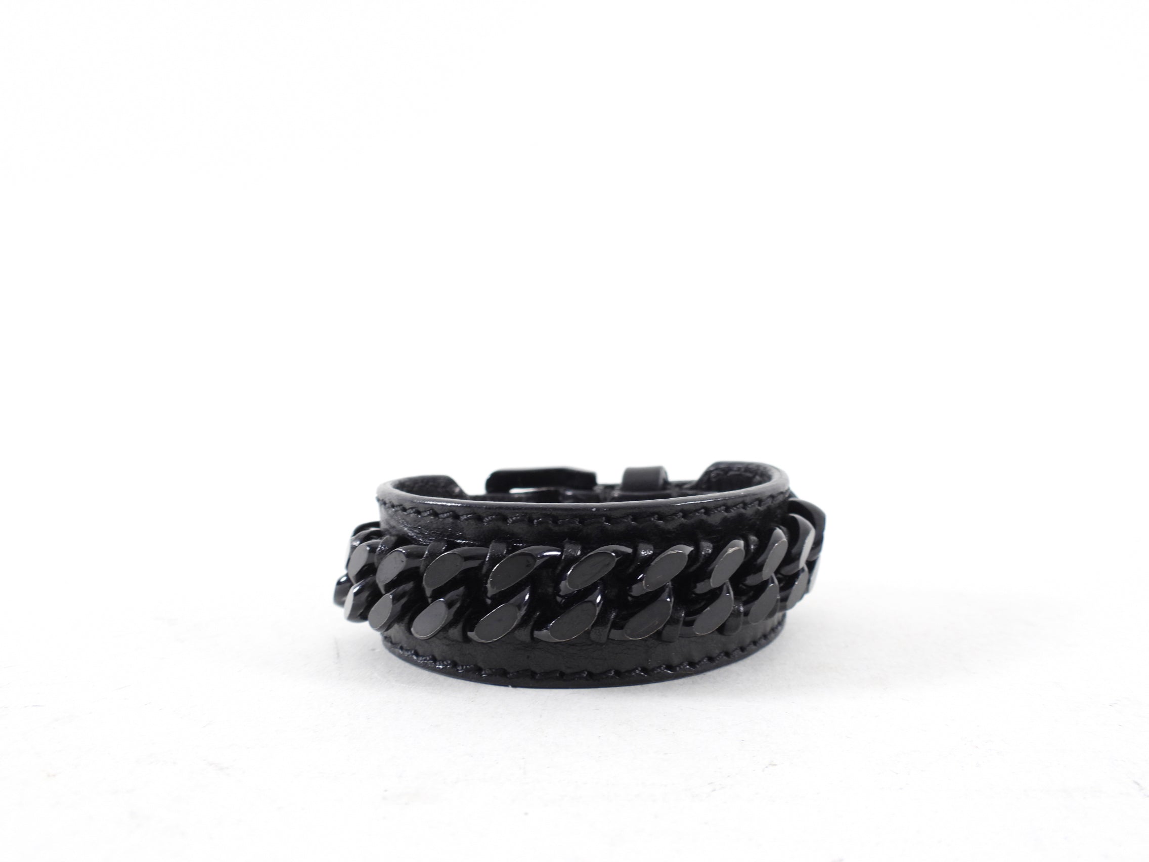 Burberry Black Leather Chain Cuff Bracelet for Women - Luxury Designer Fashion Jewelry Gift for Her, Perfect for Parties, Weddings & Special Occasions