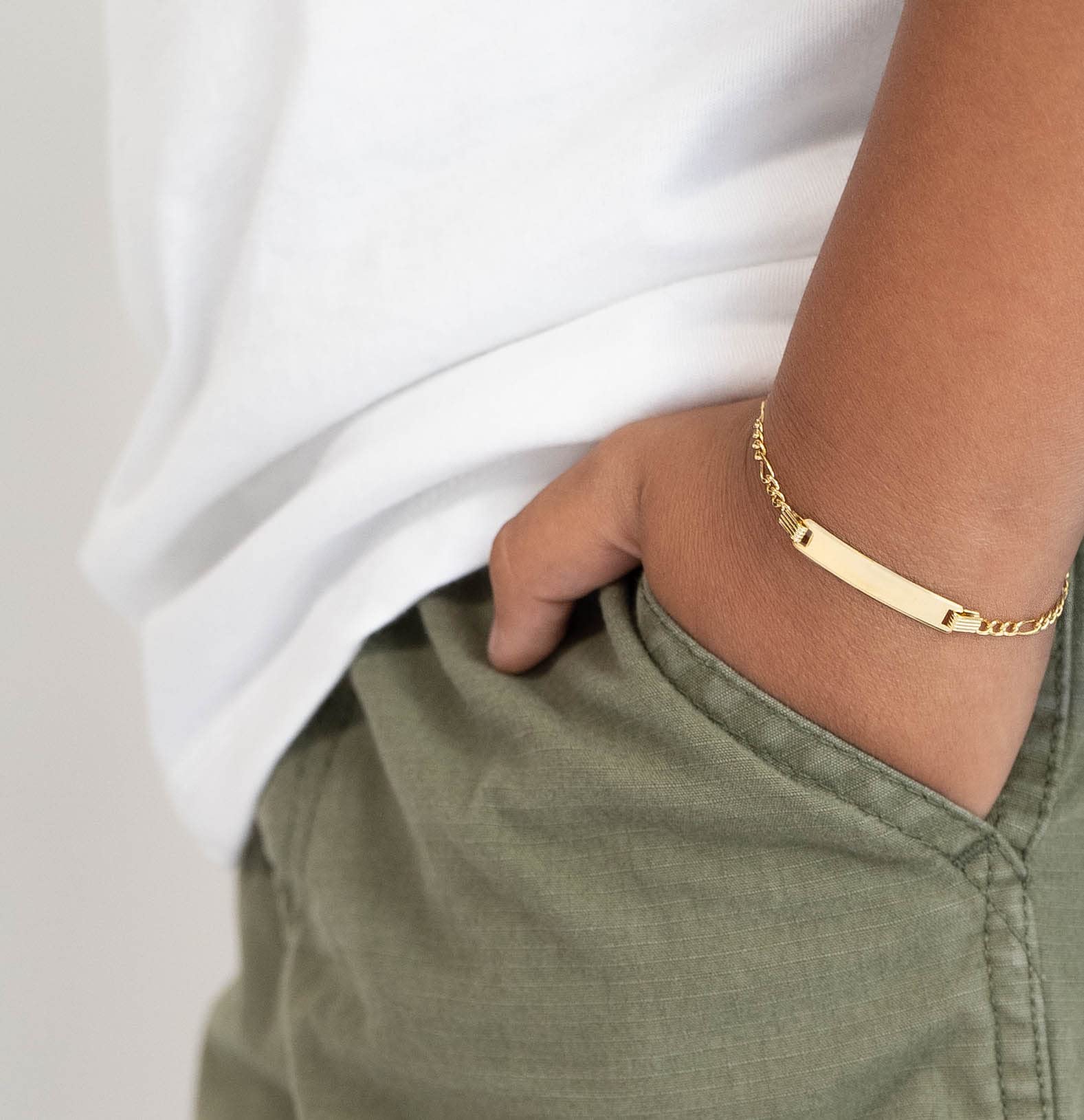 14K Real Yellow Gold Baby ID Bar Bracelet - Personalized Name Adjustable Engravable Bracelet for Newborns & Kids - Cute Jewelry Gift for Boys & Girls - Perfect for Christenings, Birthdays & Special Occasions