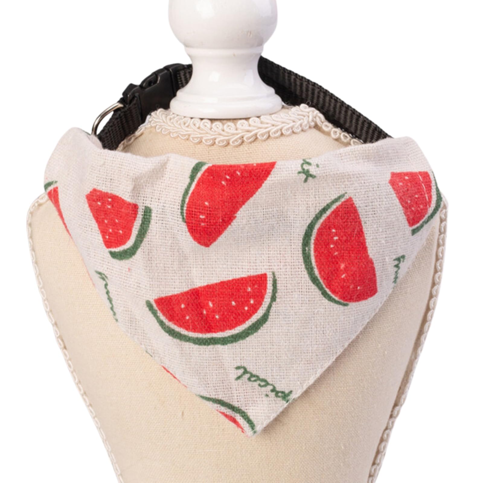 Emily Pets Adjustable Cute Dog Collar with Slobber Towel - Watermelon Print Medium Size for Puppies & Cats - Perfect for Outdoor Walks, Training & Grooming